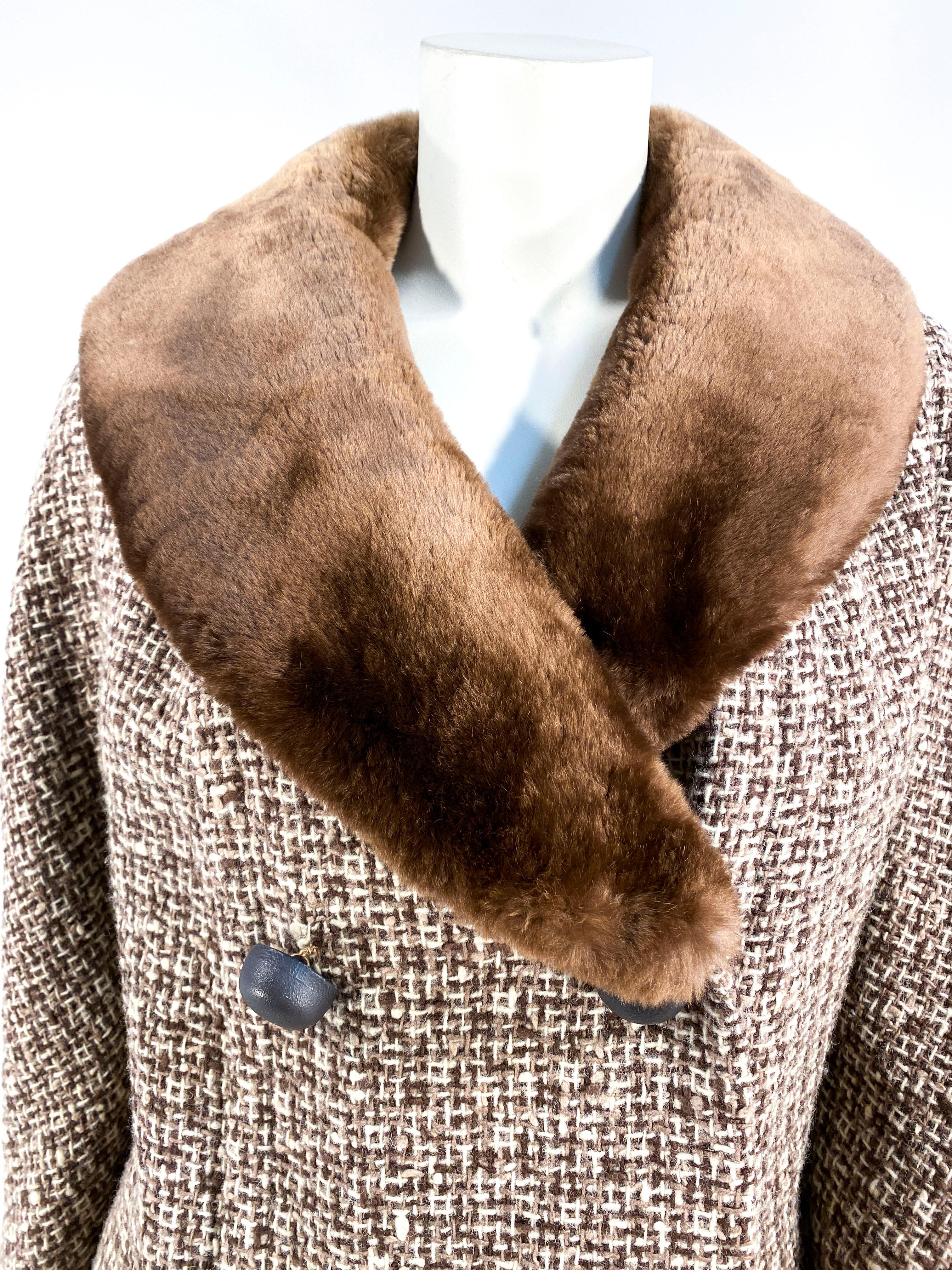 tweed coat fur collar