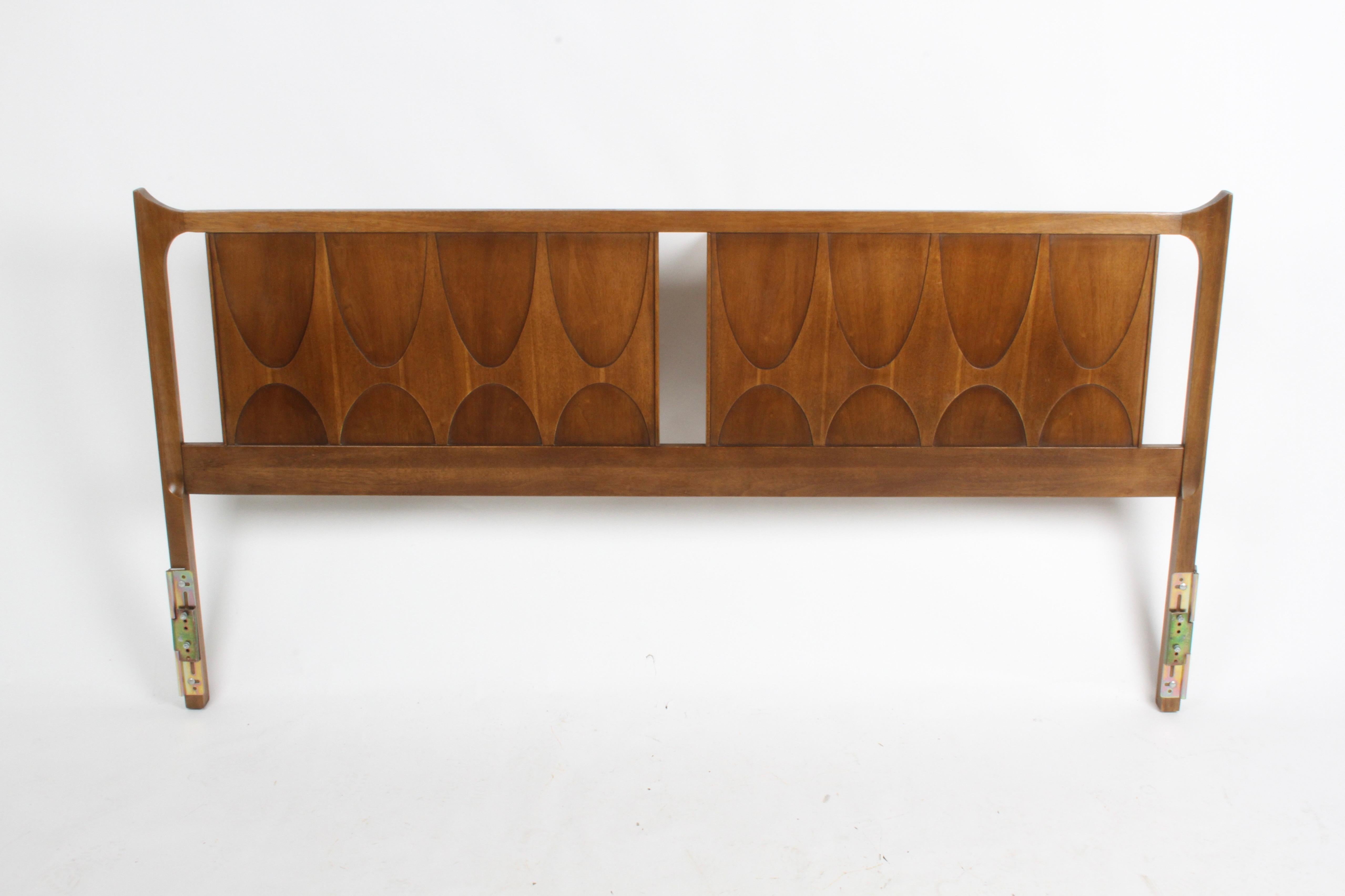 1960s Broyhill Brasilia Mid-Century Modern Sculpted Walnut King Size Headboard In Good Condition In St. Louis, MO