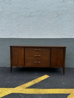 1960s Broyhill Saga MCM Walnut Dresser Drawers Credenza