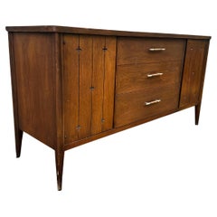 1960s Broyhill Saga MCM Walnut Dresser Drawers Credenza