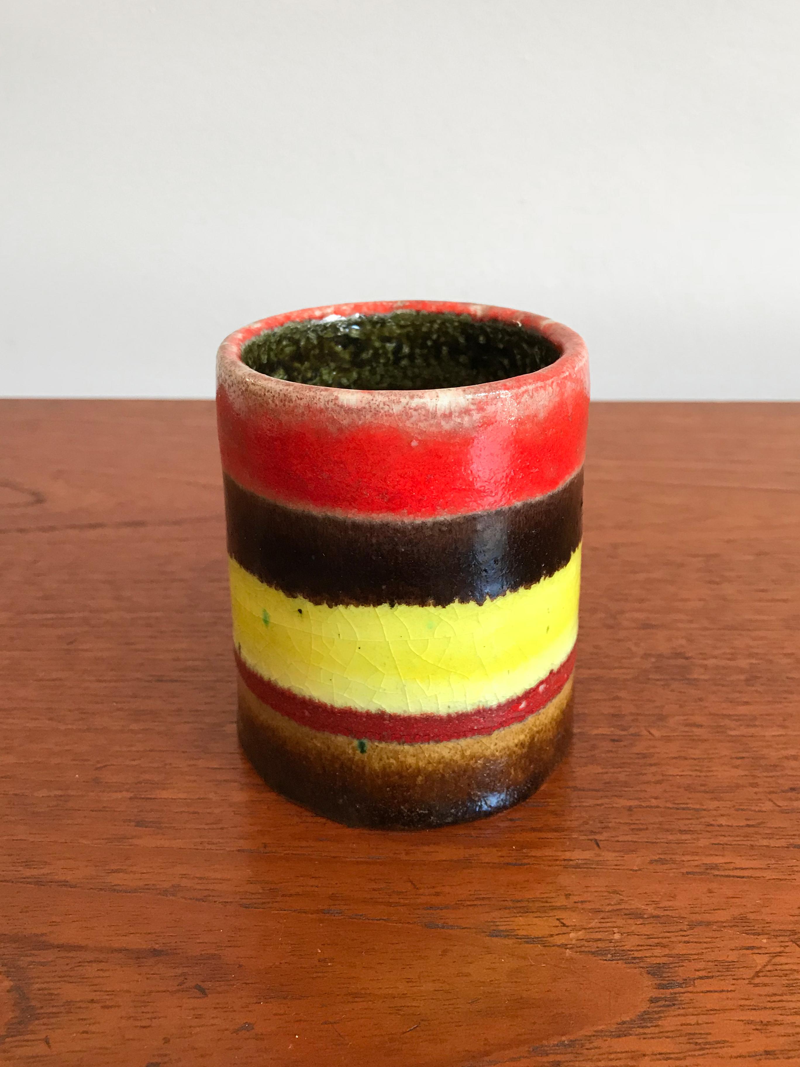 Mid-Century Modern 1960s Bruno Gambone Italian Ceramic Vase