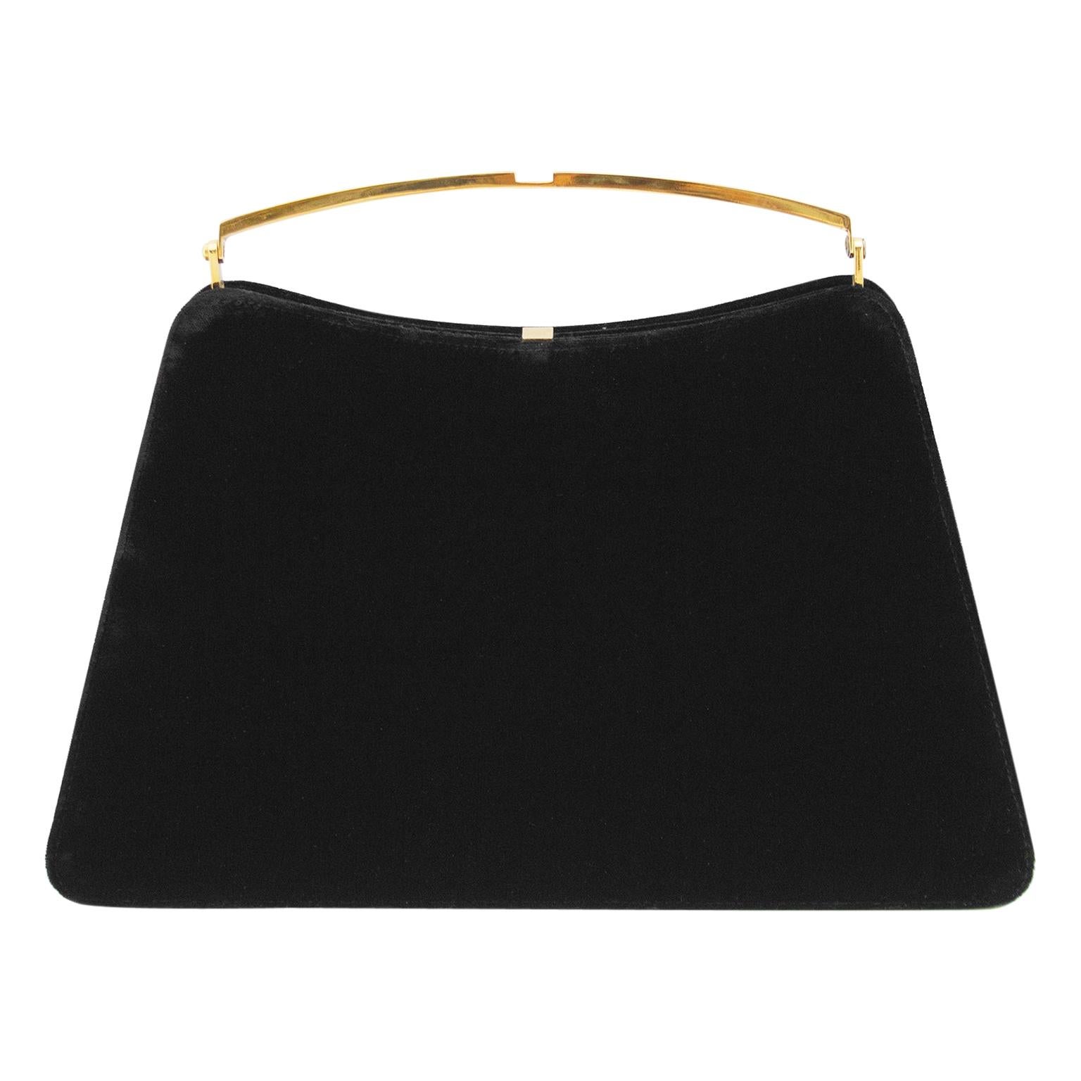 1960's Bruno Magli Black Velvet Evening Bag 