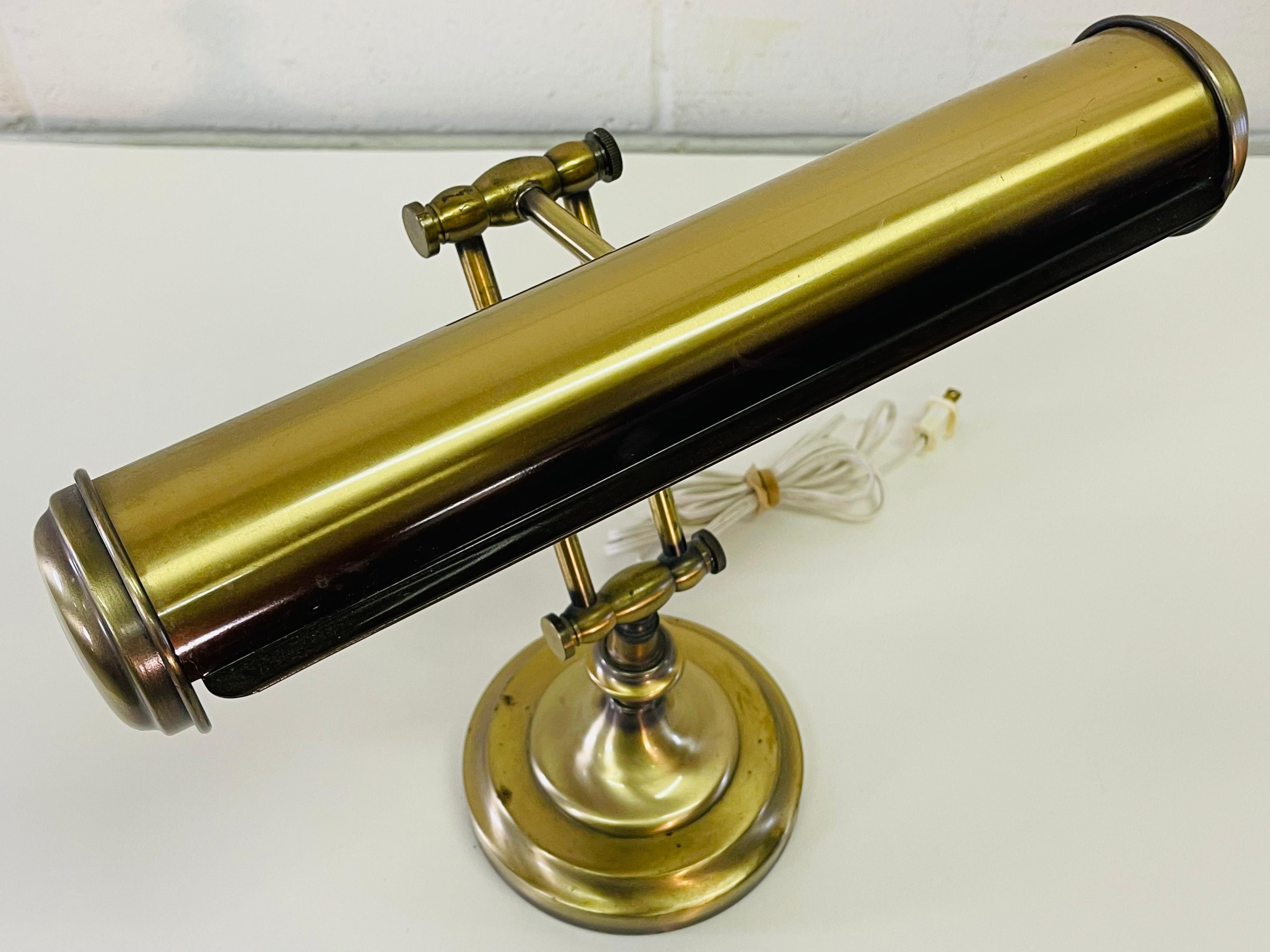 American 1960s Brushed Brass Desk Lamp For Sale