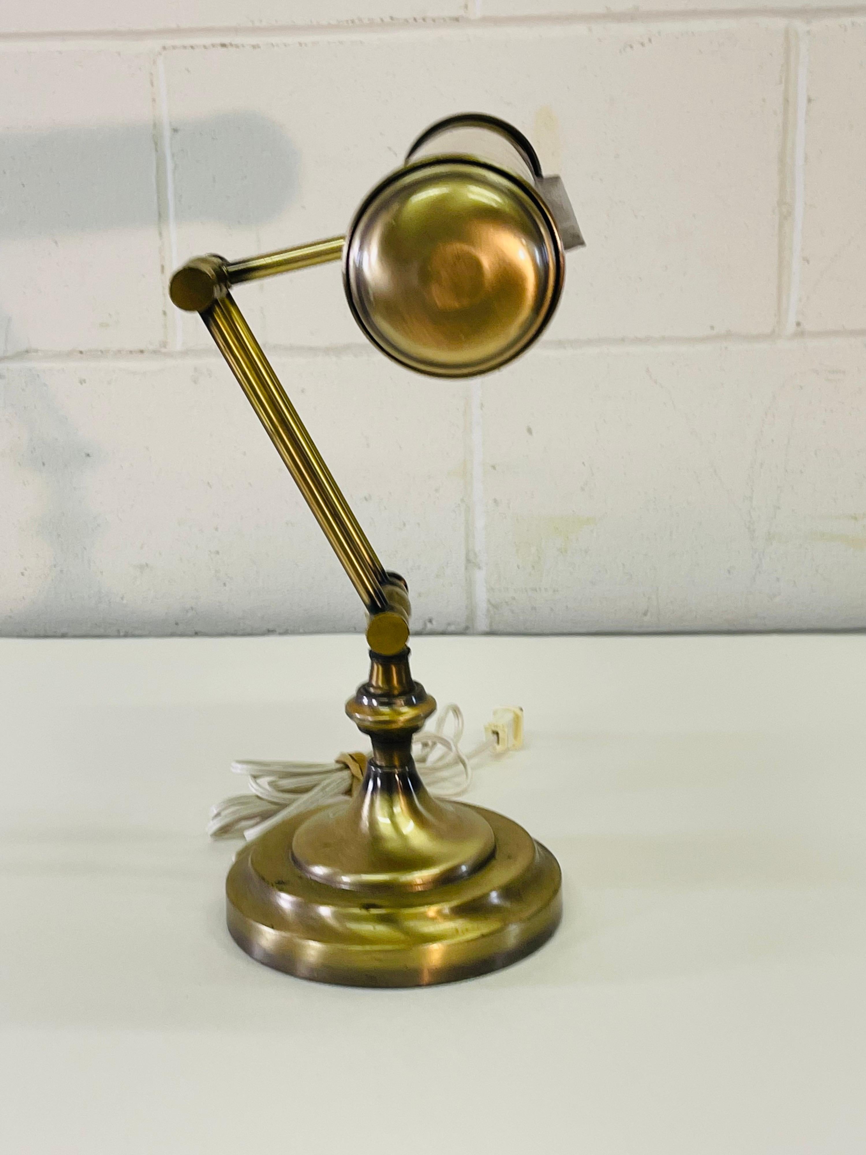 1960s Brushed Brass Desk Lamp In Good Condition For Sale In Amherst, NH