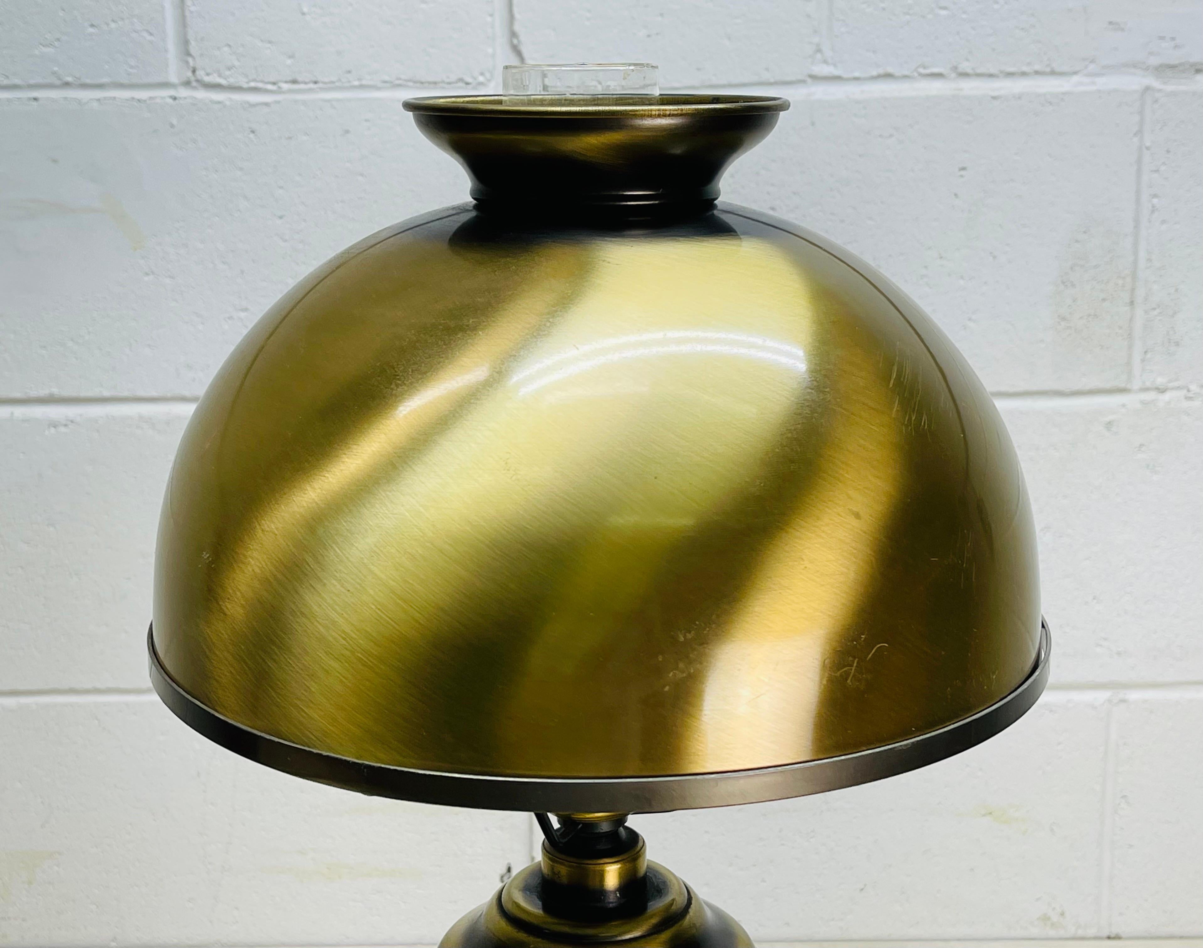 Mid-Century Modern 1960s Brushed Brass Round Table Lamp For Sale