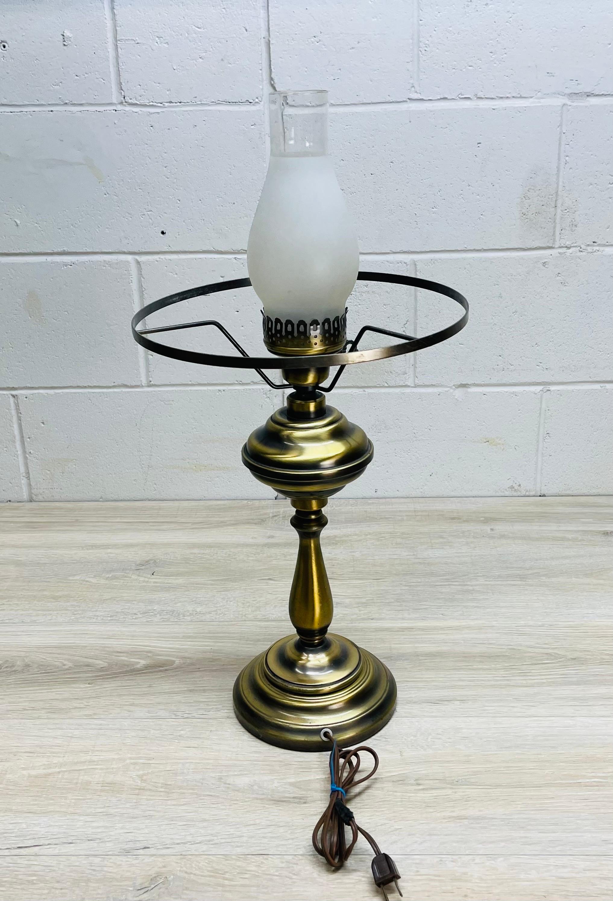 1960s Brushed Brass Round Table Lamp For Sale 2