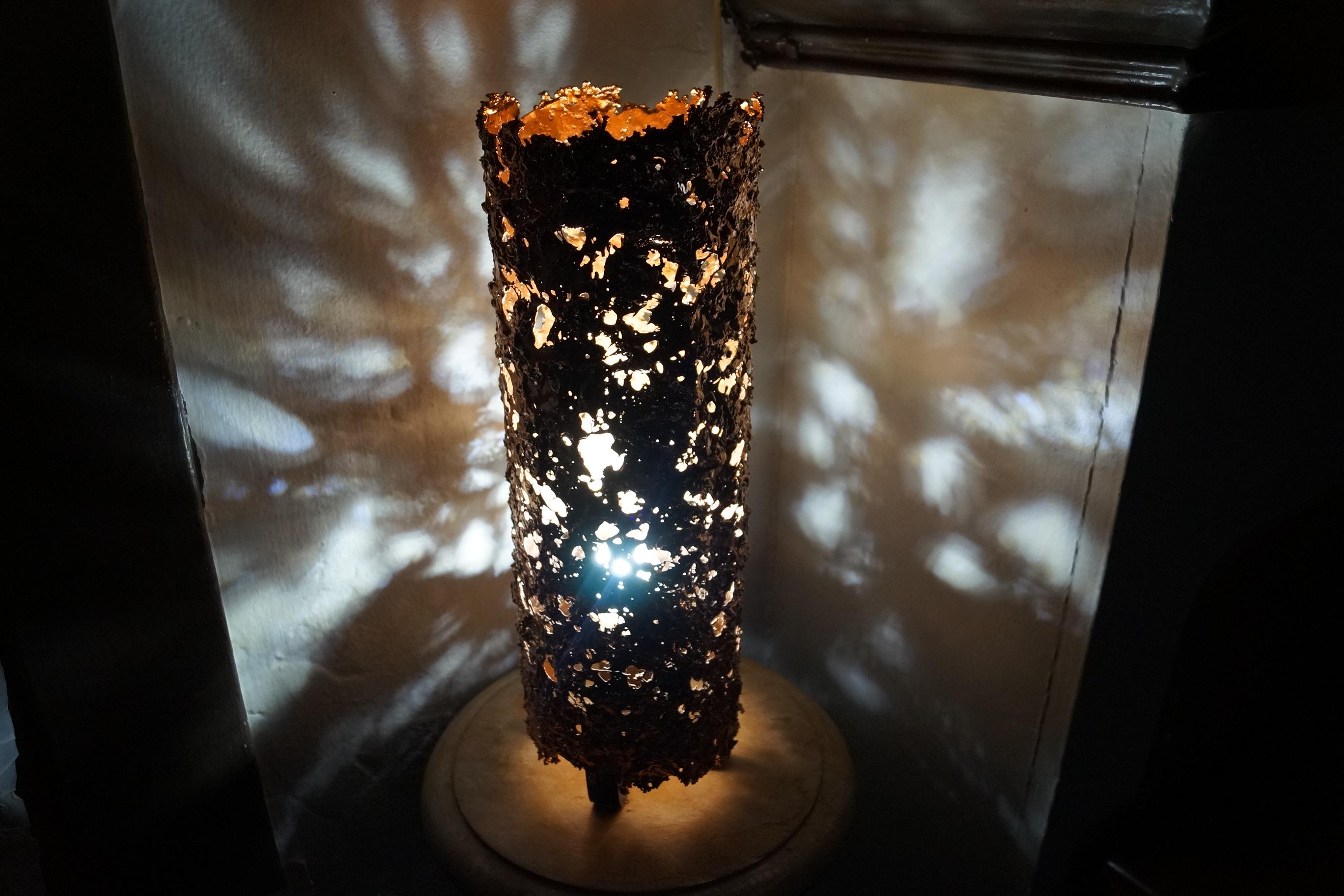 1960's Brutalist Aimo Tukianien Sculptural Melted Copper Table Lamp For Sale 13