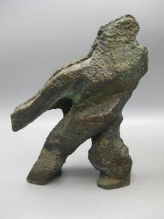 1960's Brutalist Art Sculpture Solid Bronze Figural Bookends Artist Signed WLC