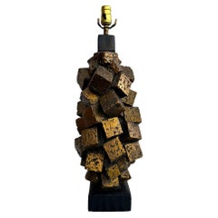 1960s Brutalist Block Table Lamp Large Scale Statement Piece