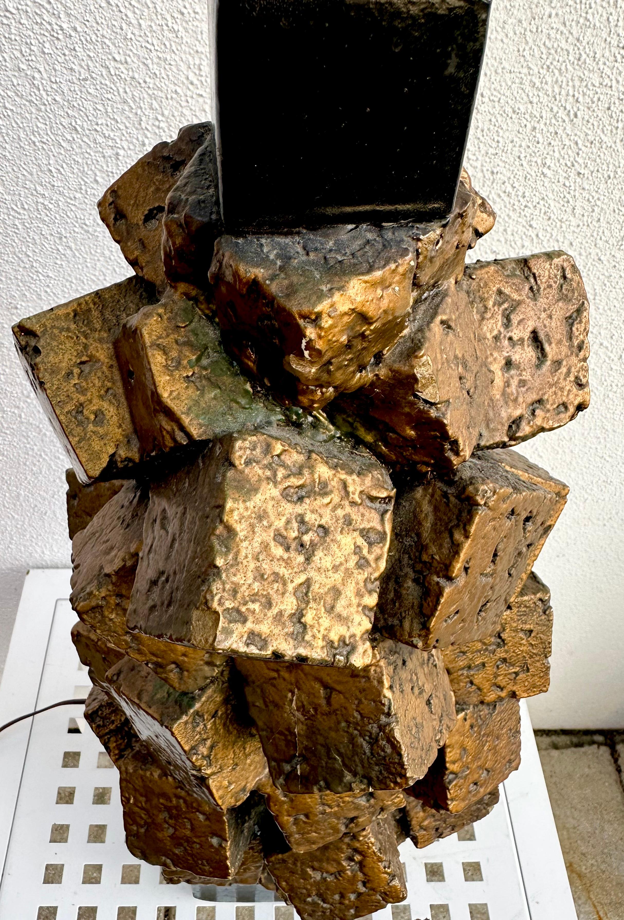 Mid-Century Modern 1960s Brutalist Block Table Lamp Large Scale Statement Piece For Sale
