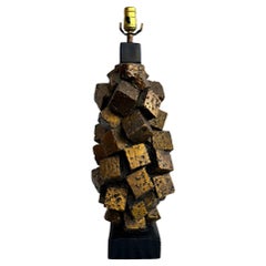 Großformatige brutalistische Block-Tischlampe, 1960er Jahre, Statement-Stück