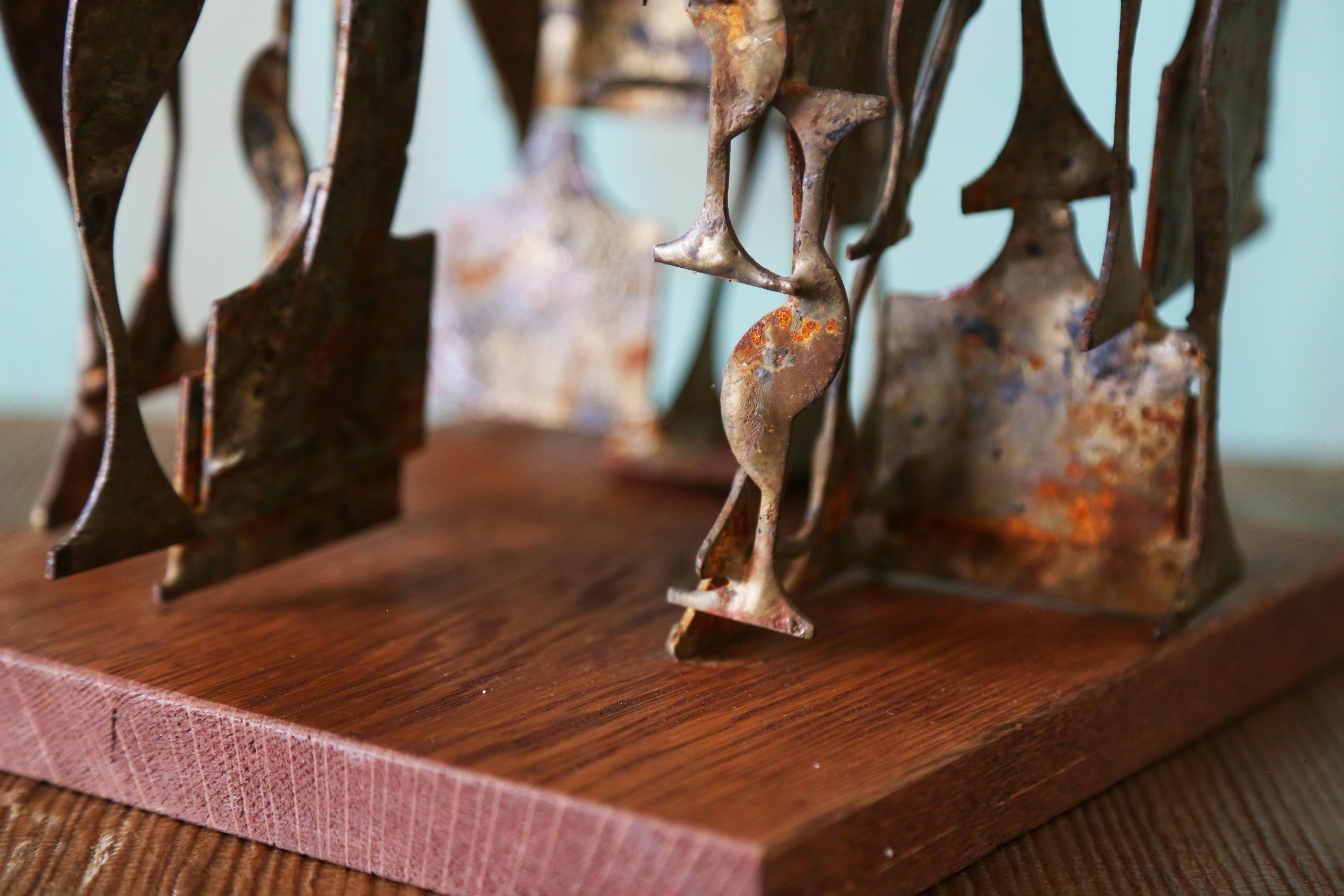 1960s Brutalist Brass Melt Coated Steel Sculpture 26