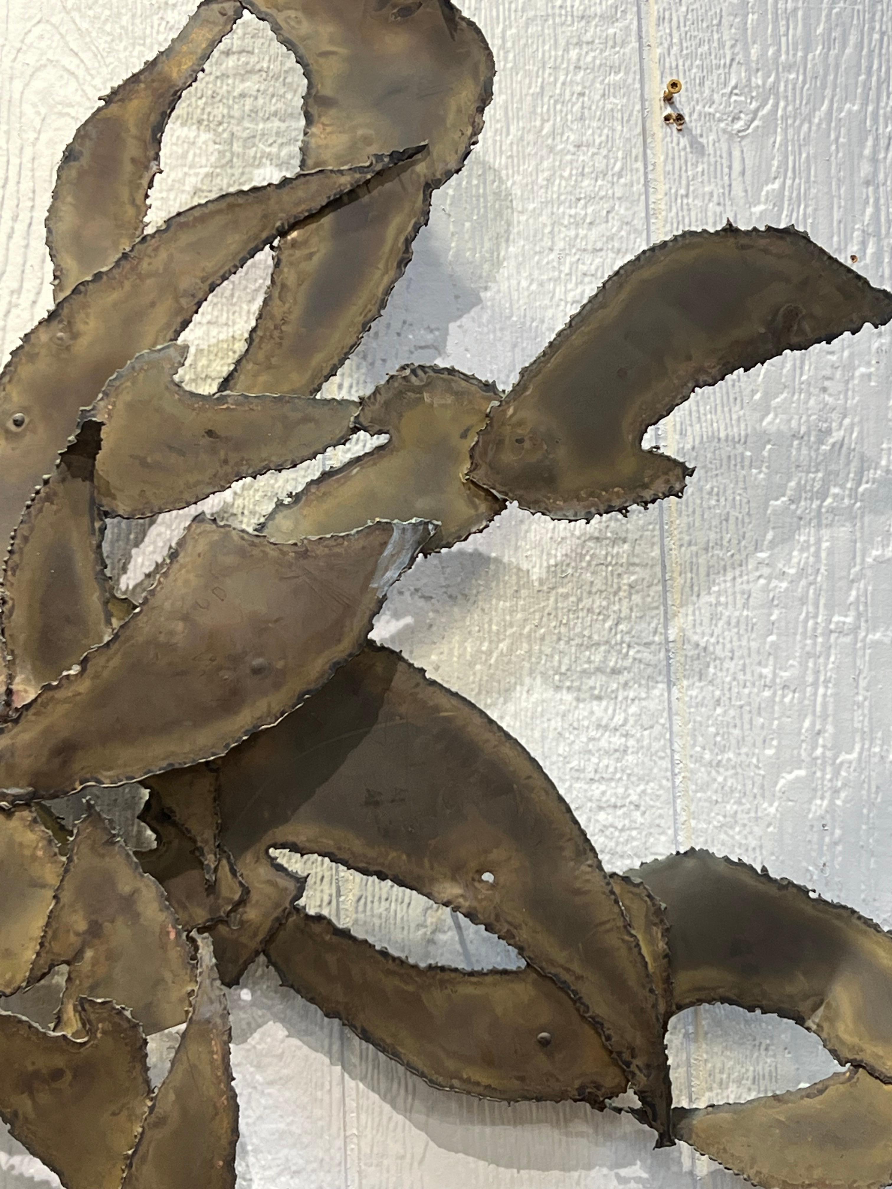 American 1960’s Brutalist Brass Wall Sculpture  For Sale