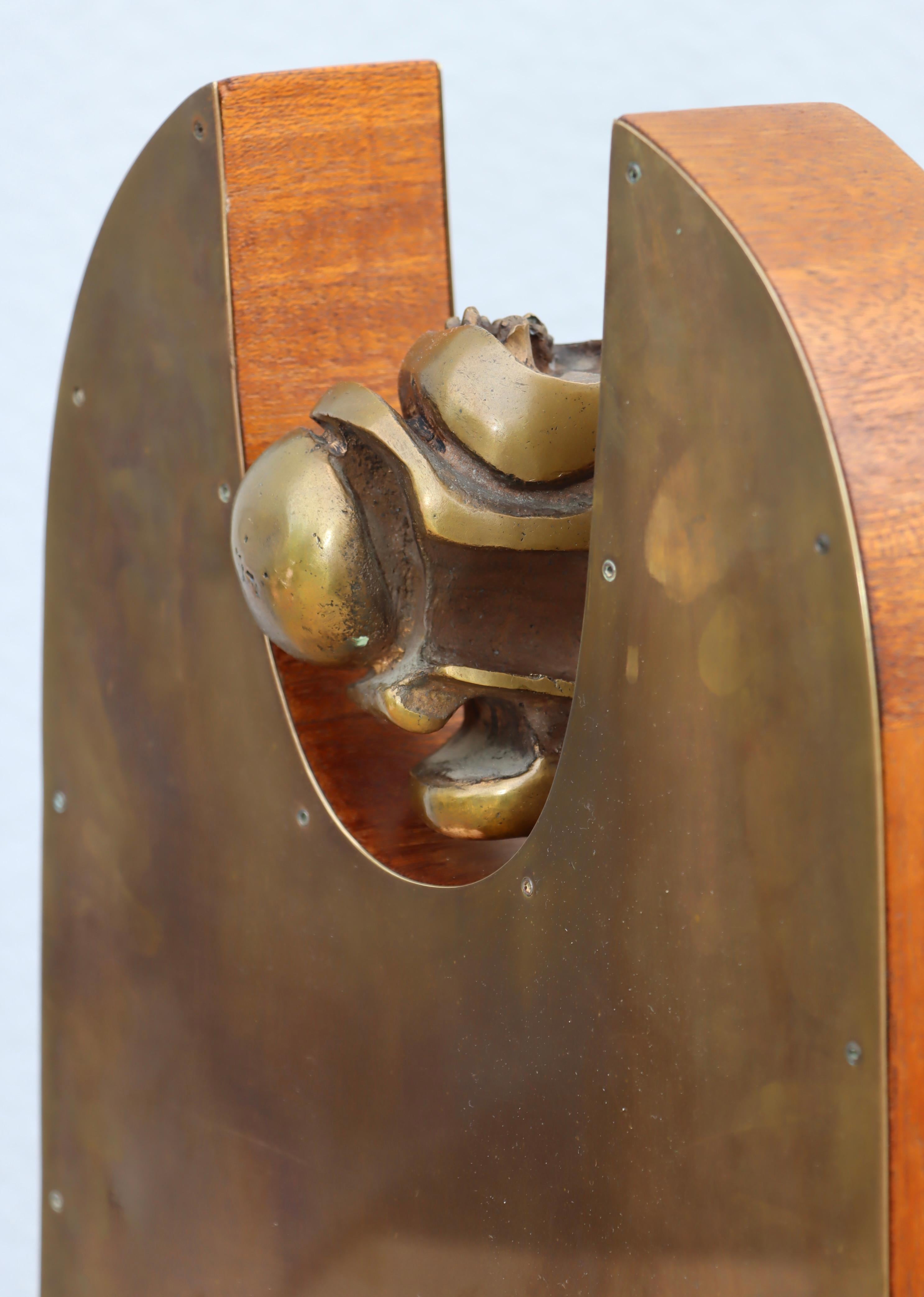1960's Brutalist Bronze Brass And Walnut Sculpture In Good Condition For Sale In New York, NY