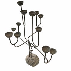 1960s Brutalist Bronze Candelabra