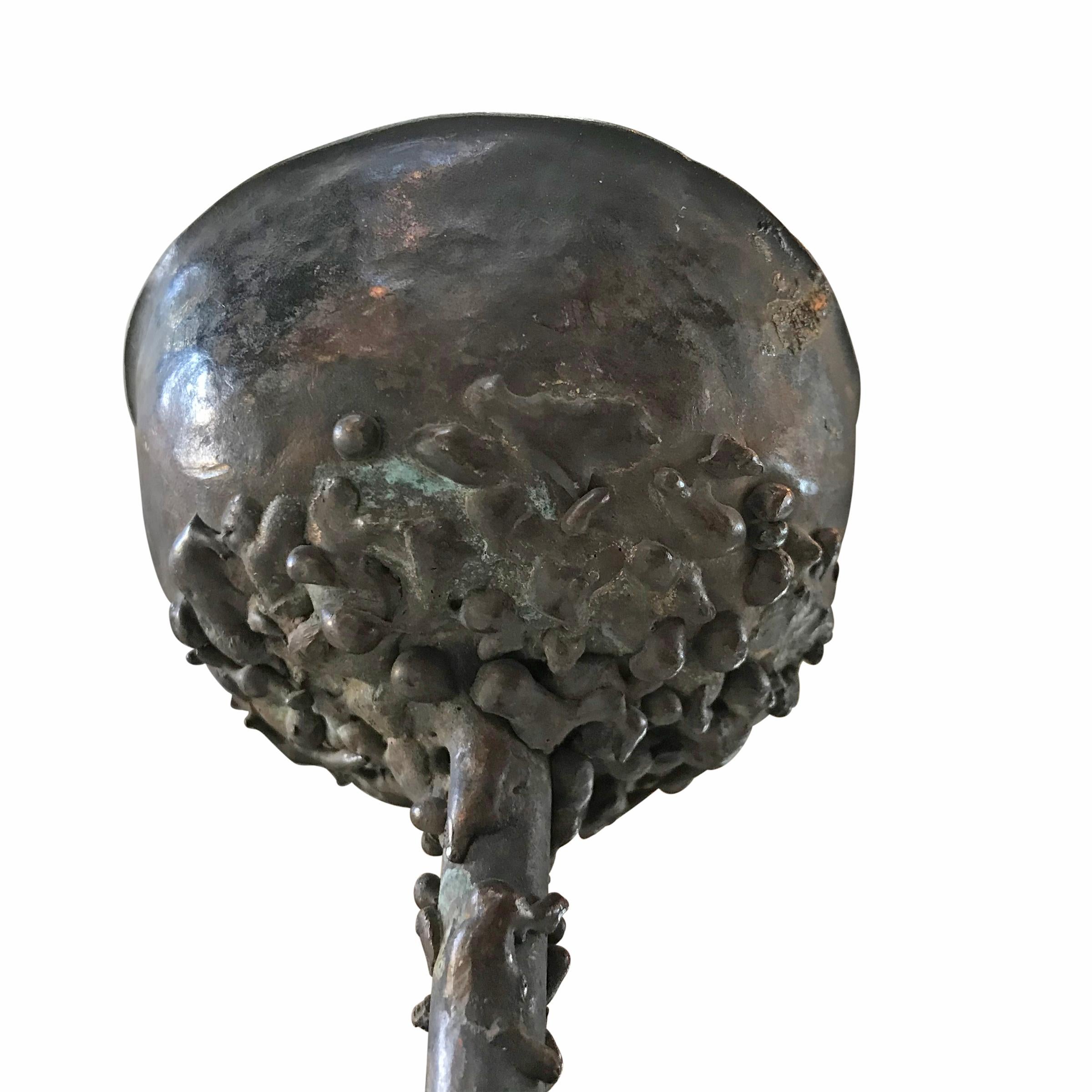 Mid-20th Century 1960s Brutalist Bronze Candelabra