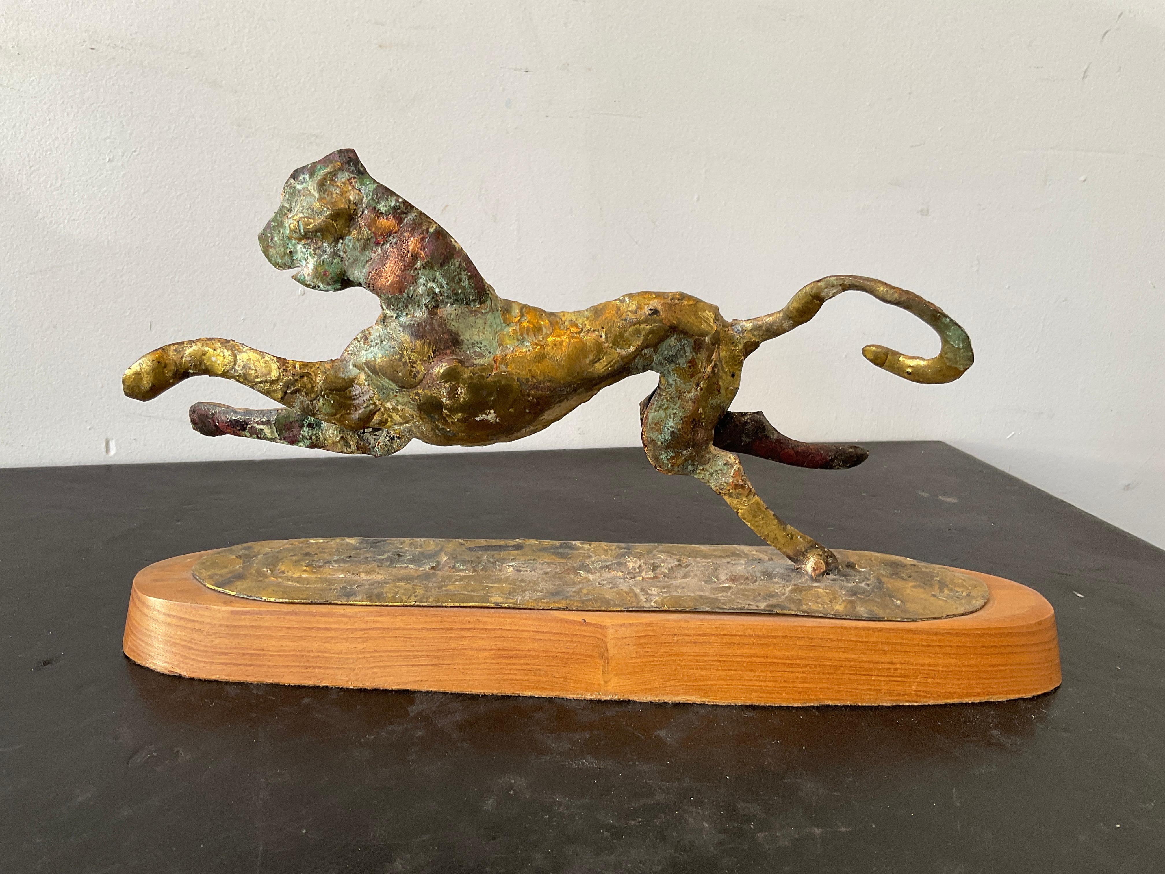 1960s Brutalist Bronze Panther Sculpture For Sale 1