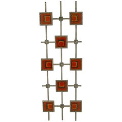 1960s Brutalist Cast Aluminium Door Grill Ceramic Tiles Wall Midcentury Art