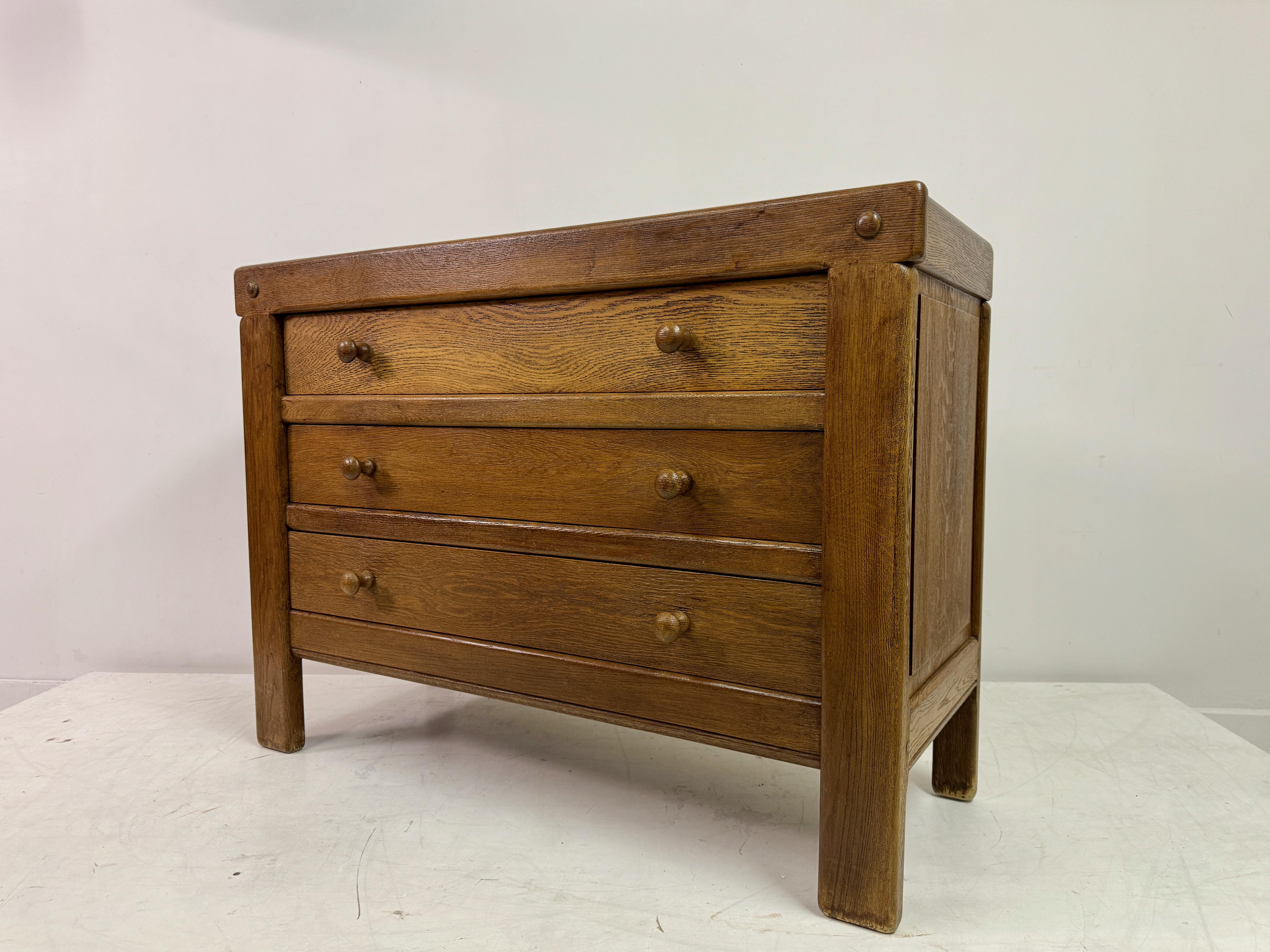 20th Century 1960s Brutalist Chest of Drawers in Oak For Sale
