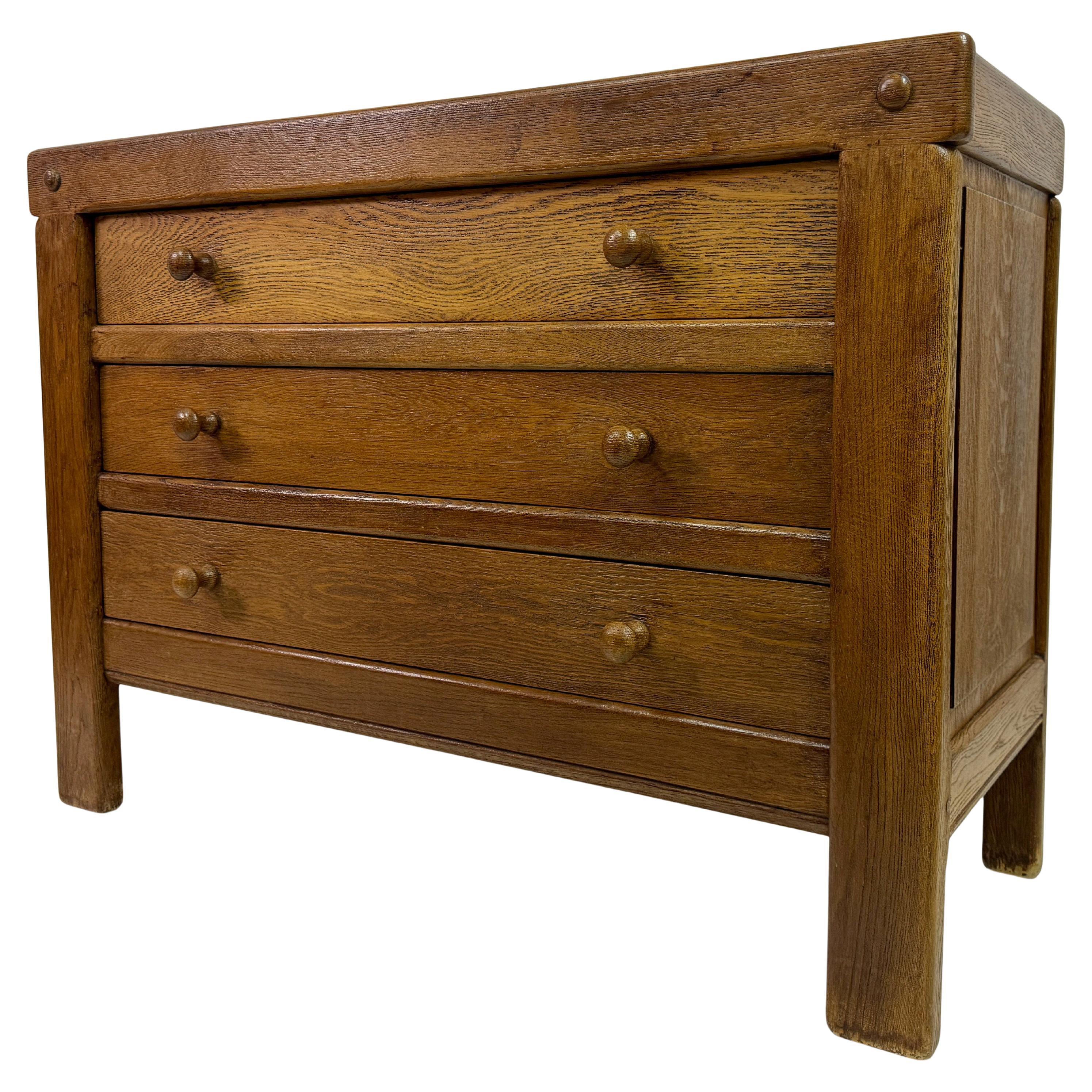 1960s Brutalist Chest of Drawers in Oak For Sale