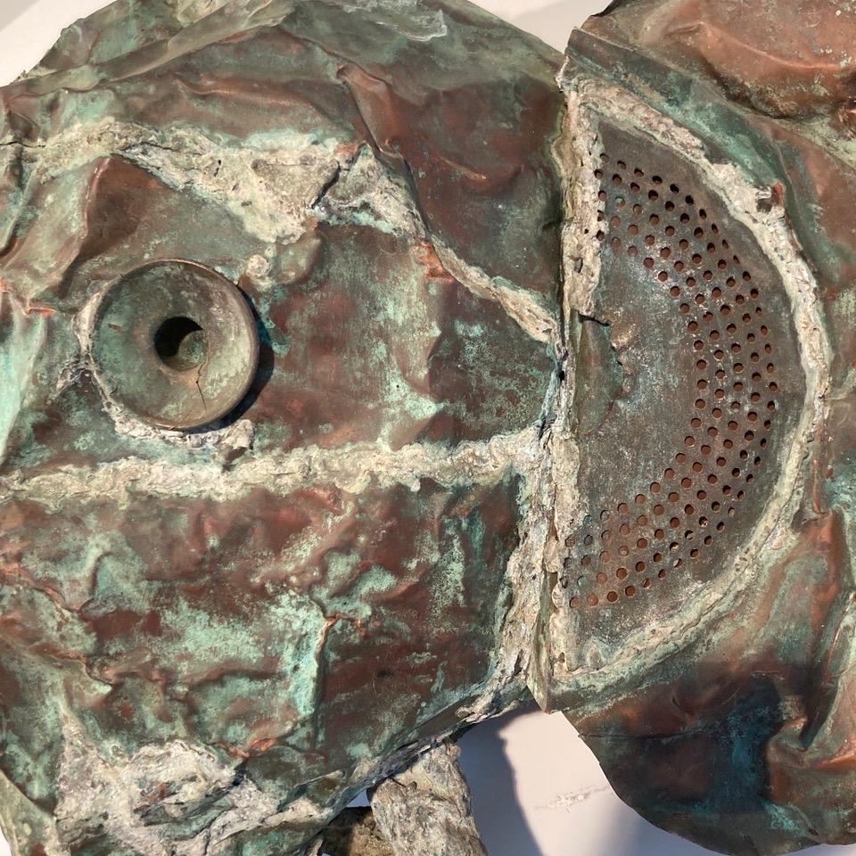 American 1960s, Brutalist Copper Elephant Wall Sculpture, Signed Rhoda Howard For Sale