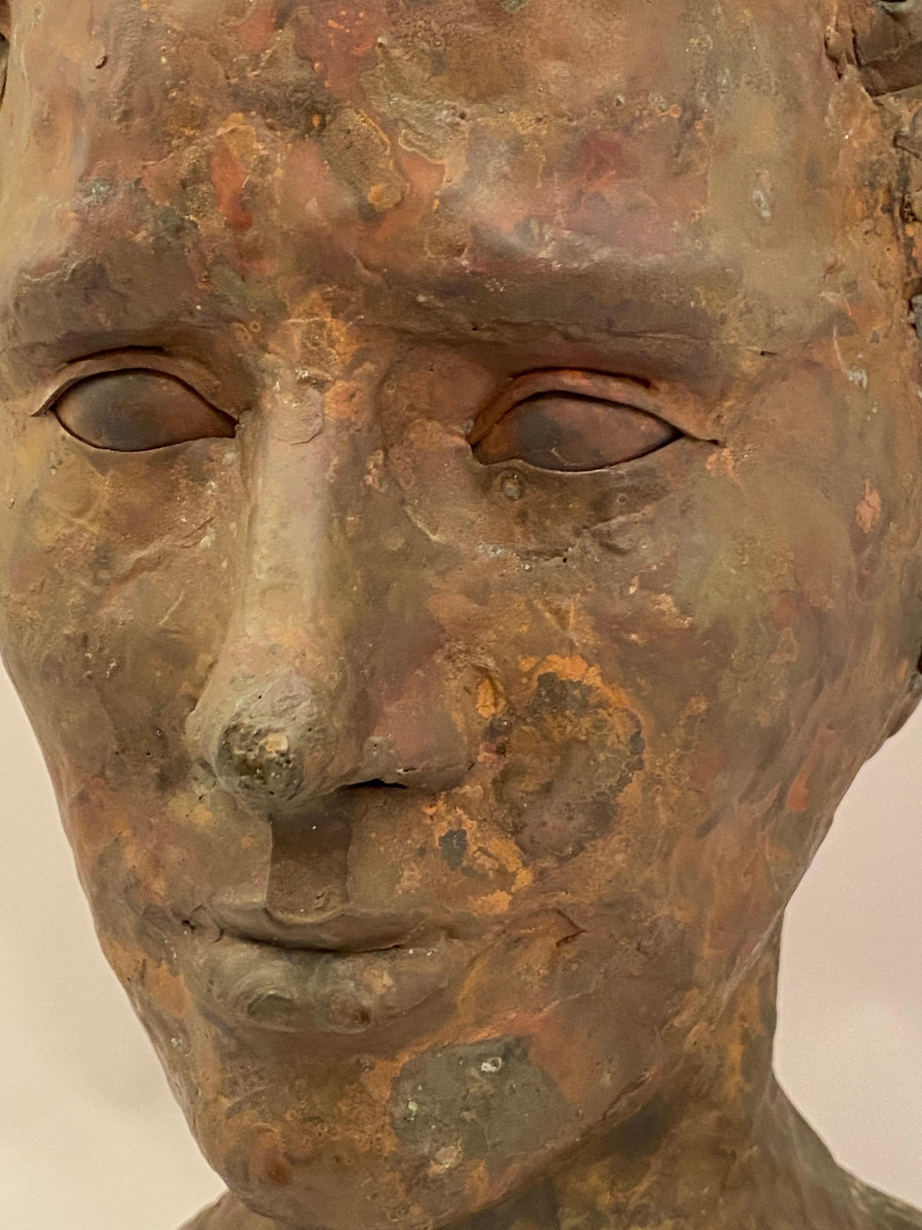 1960s Brutalist Copper Female Portrait Bust In Good Condition In Garnerville, NY