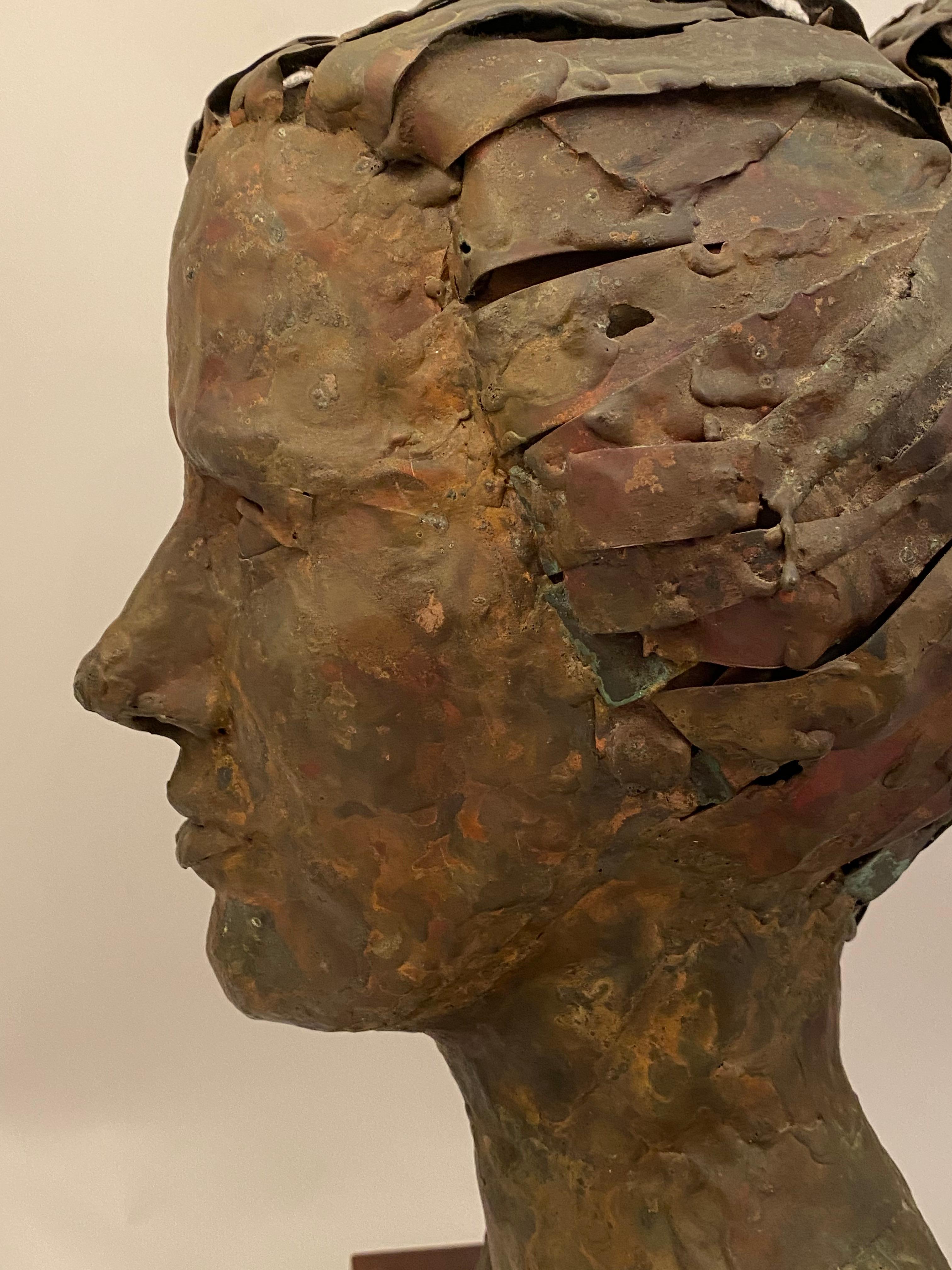 1960s Brutalist Copper Female Portrait Bust 1