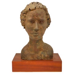 1960s Brutalist Copper Female Portrait Bust