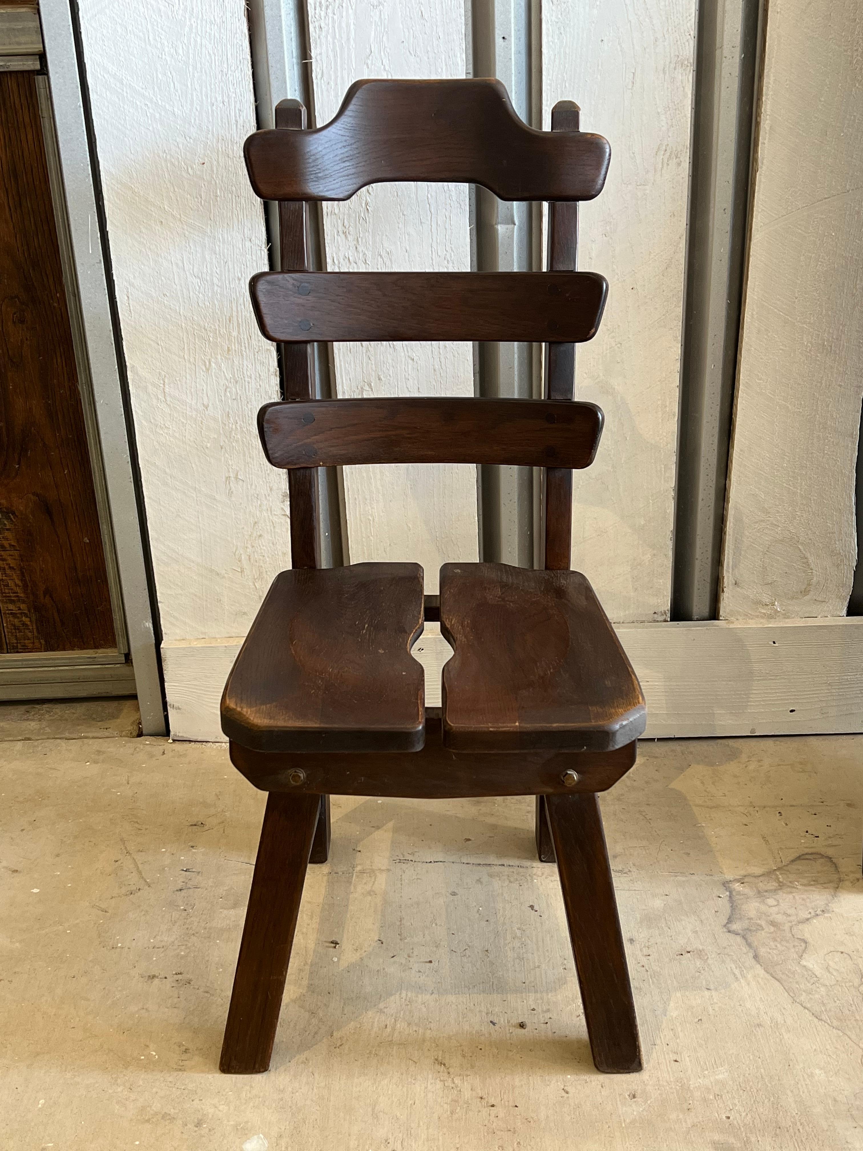 1960’s Brutalist Dutch Oak Chair, 6 Chairs Available In Good Condition For Sale In Chicago, IL