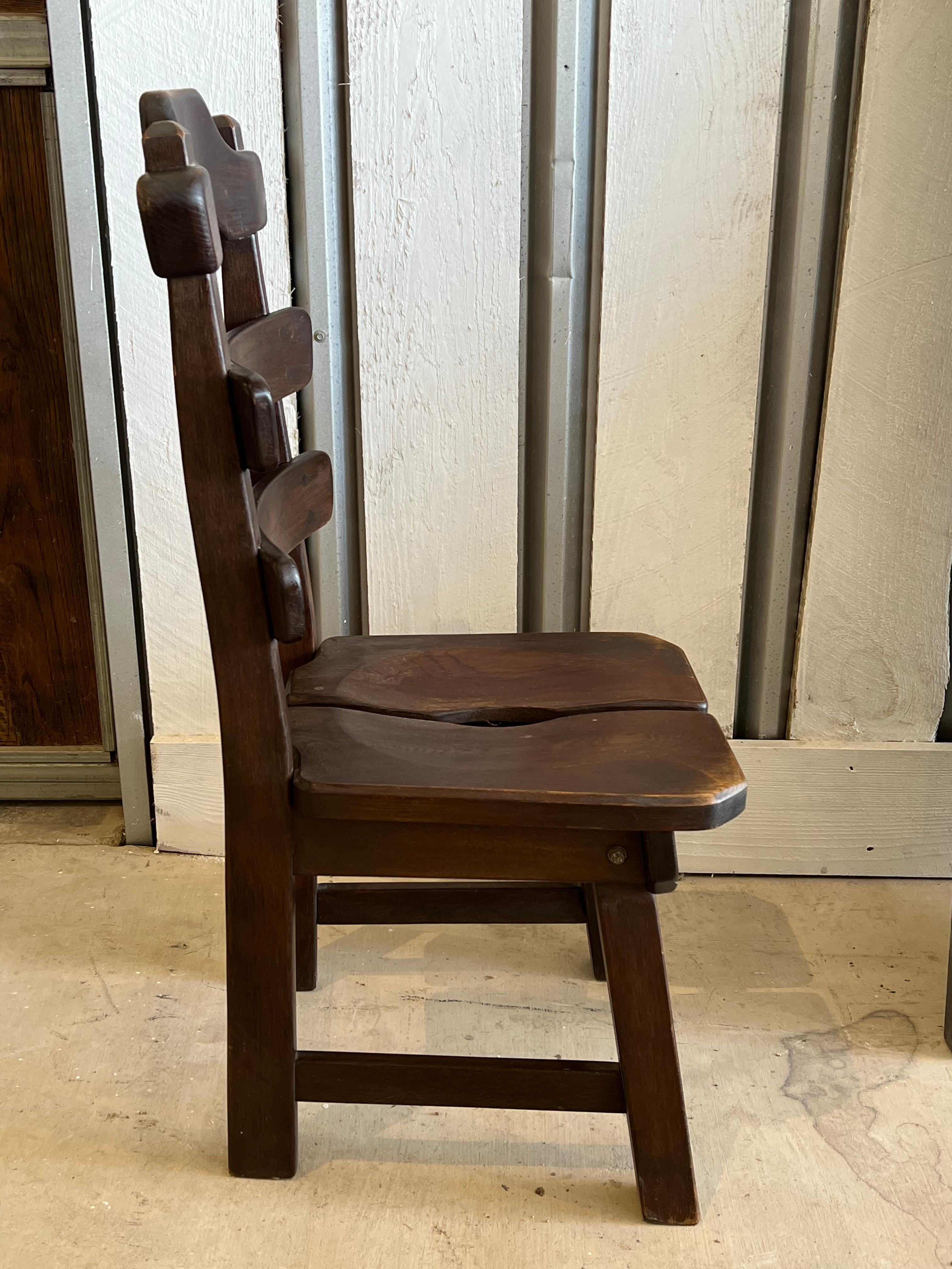 Mid-20th Century 1960’s Brutalist Dutch Oak Chair, 6 Chairs Available For Sale