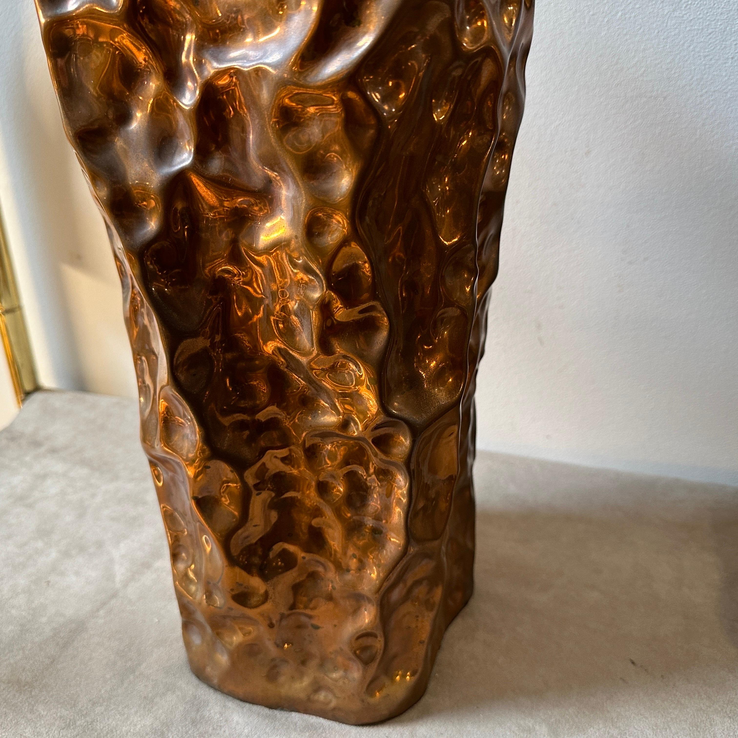 1960s Brutalist Hand-Crafted Copper Vases by Angelo Bragalini For Sale 9