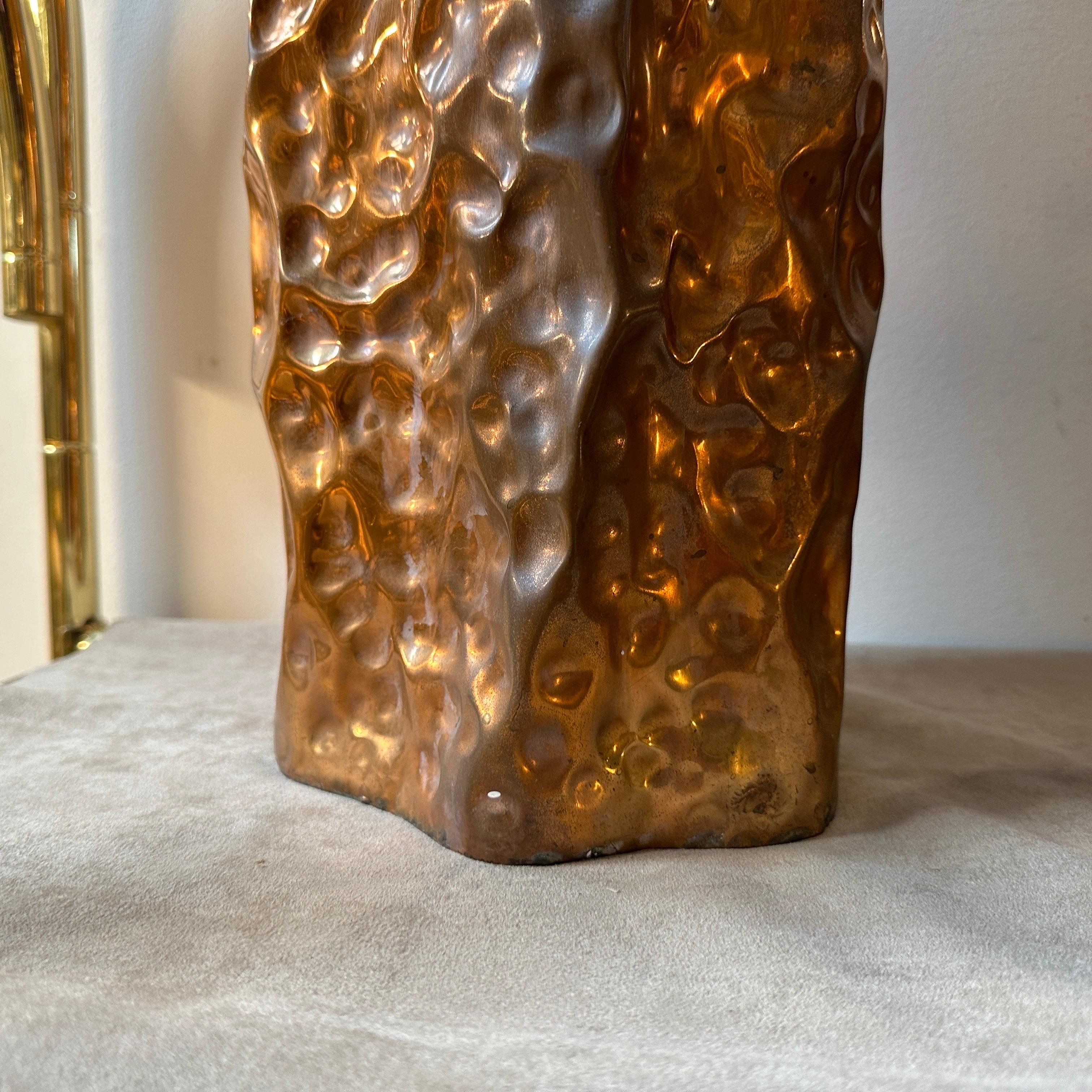 1960s Brutalist Hand-Crafted Copper Vases by Angelo Bragalini For Sale 3