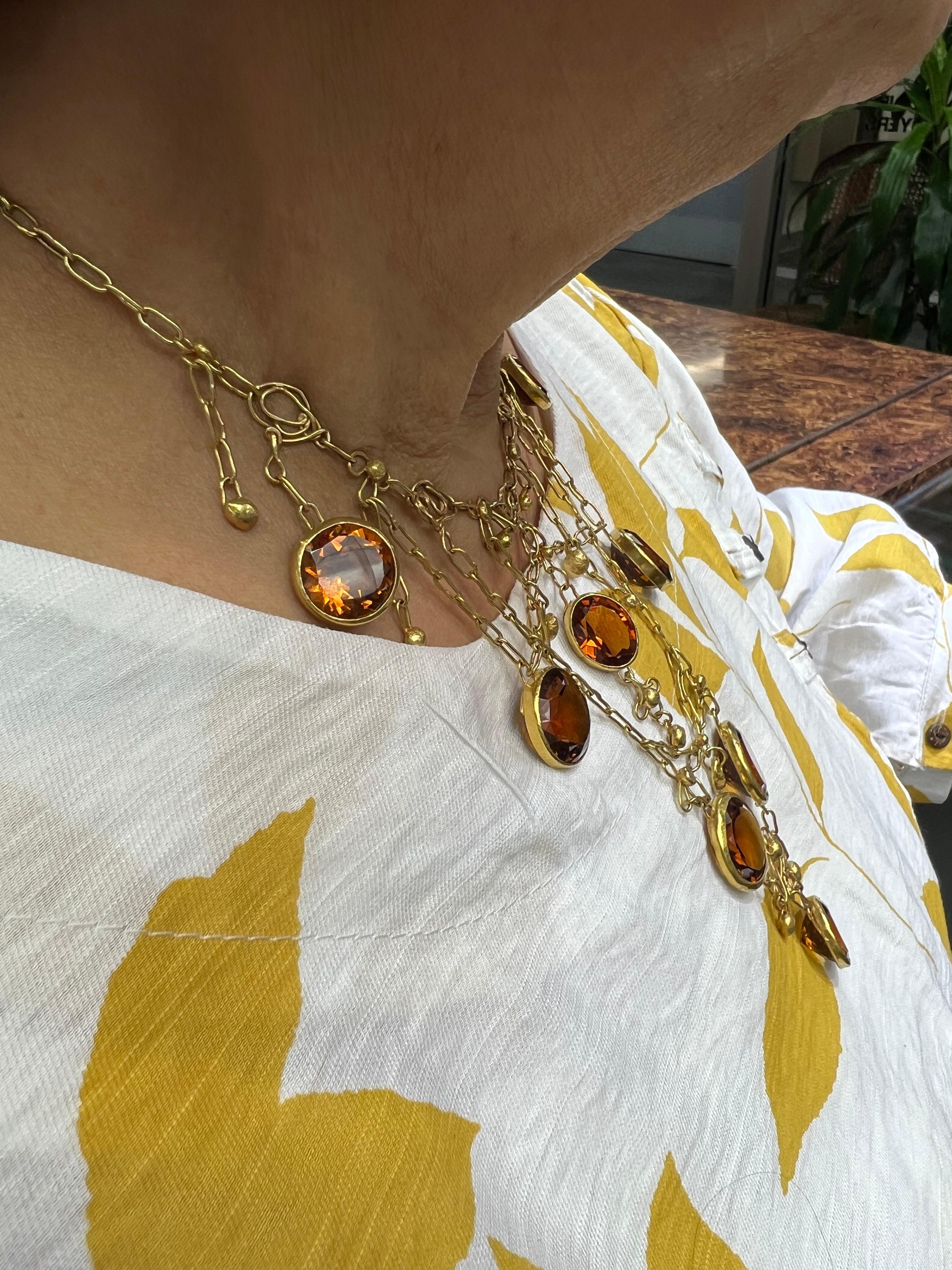 Brutalistische handgefertigte Bib-Halskette aus Gelbgold, Citrin, 1960er Jahre im Angebot 2