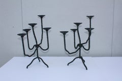 1960s Brutalist Iron Candelabras
