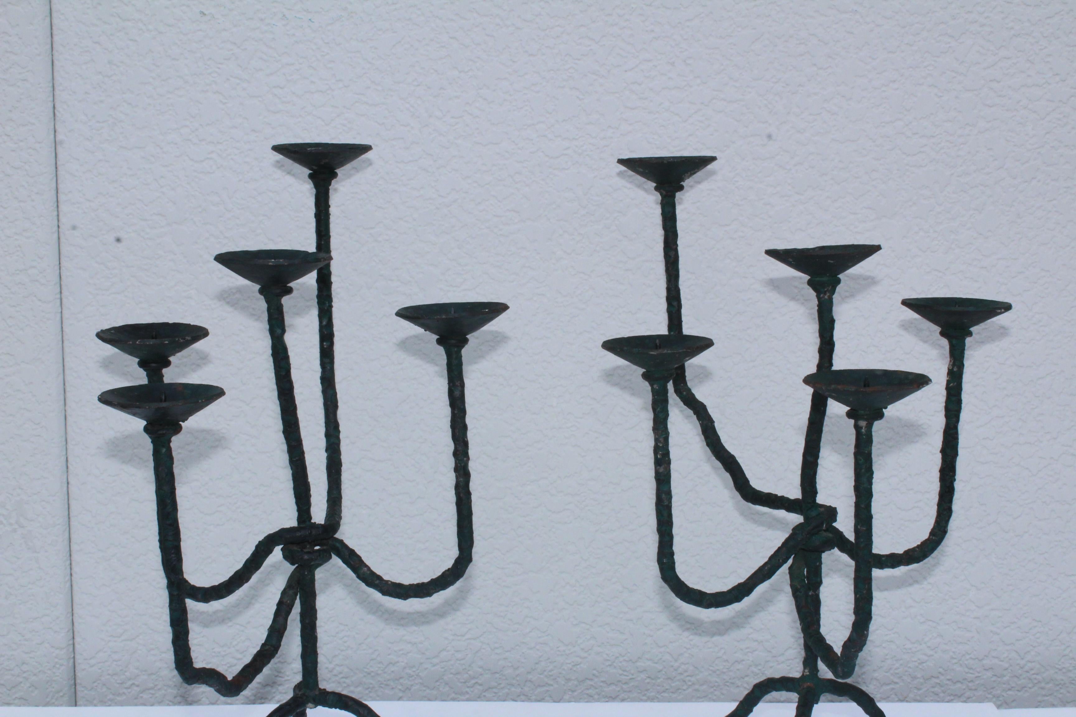 1960s Brutalist Iron Candelabras In Good Condition In New York, NY