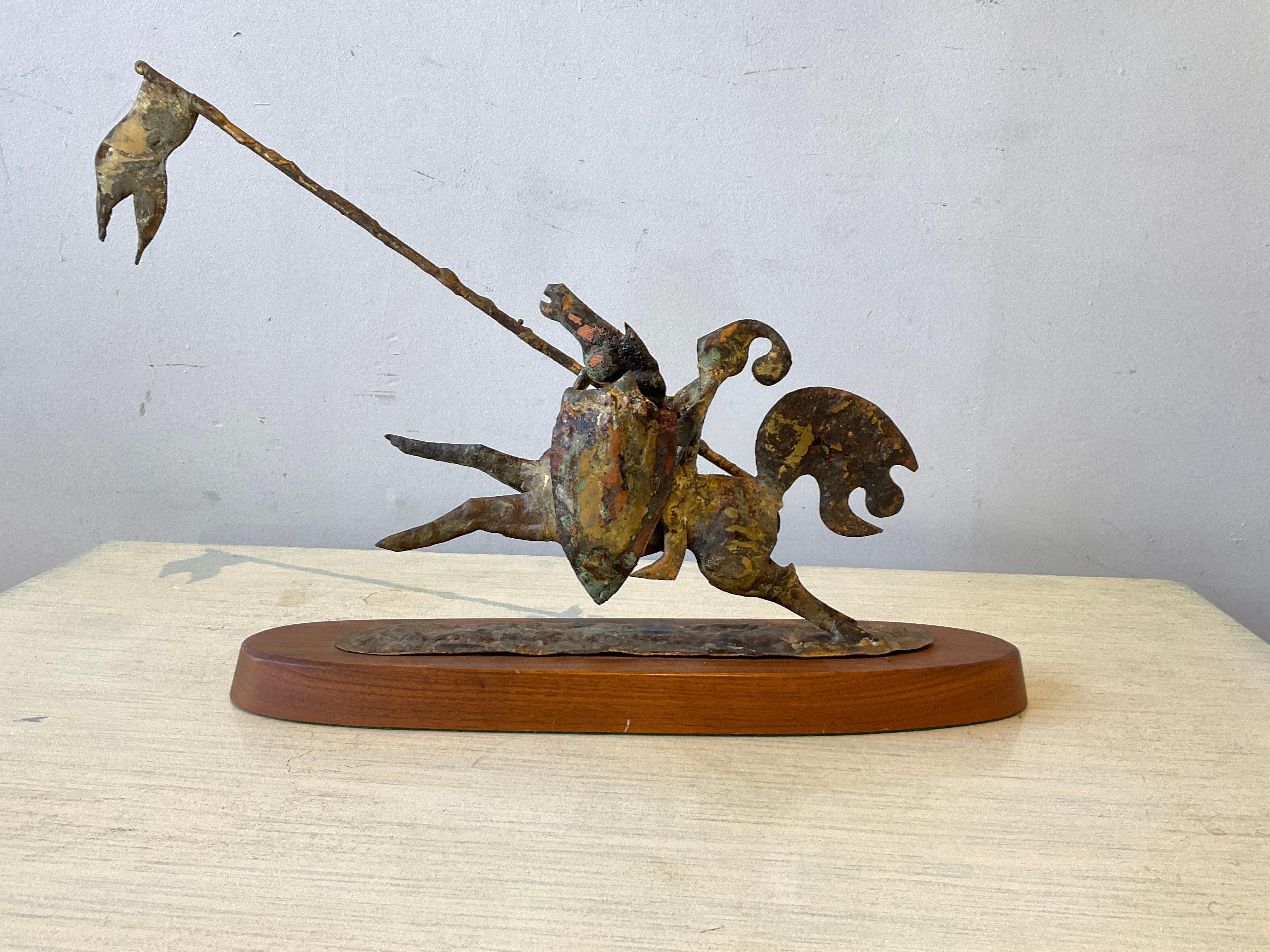 1960s Brutalist Knight On Horse Metal Sculpture  For Sale 2
