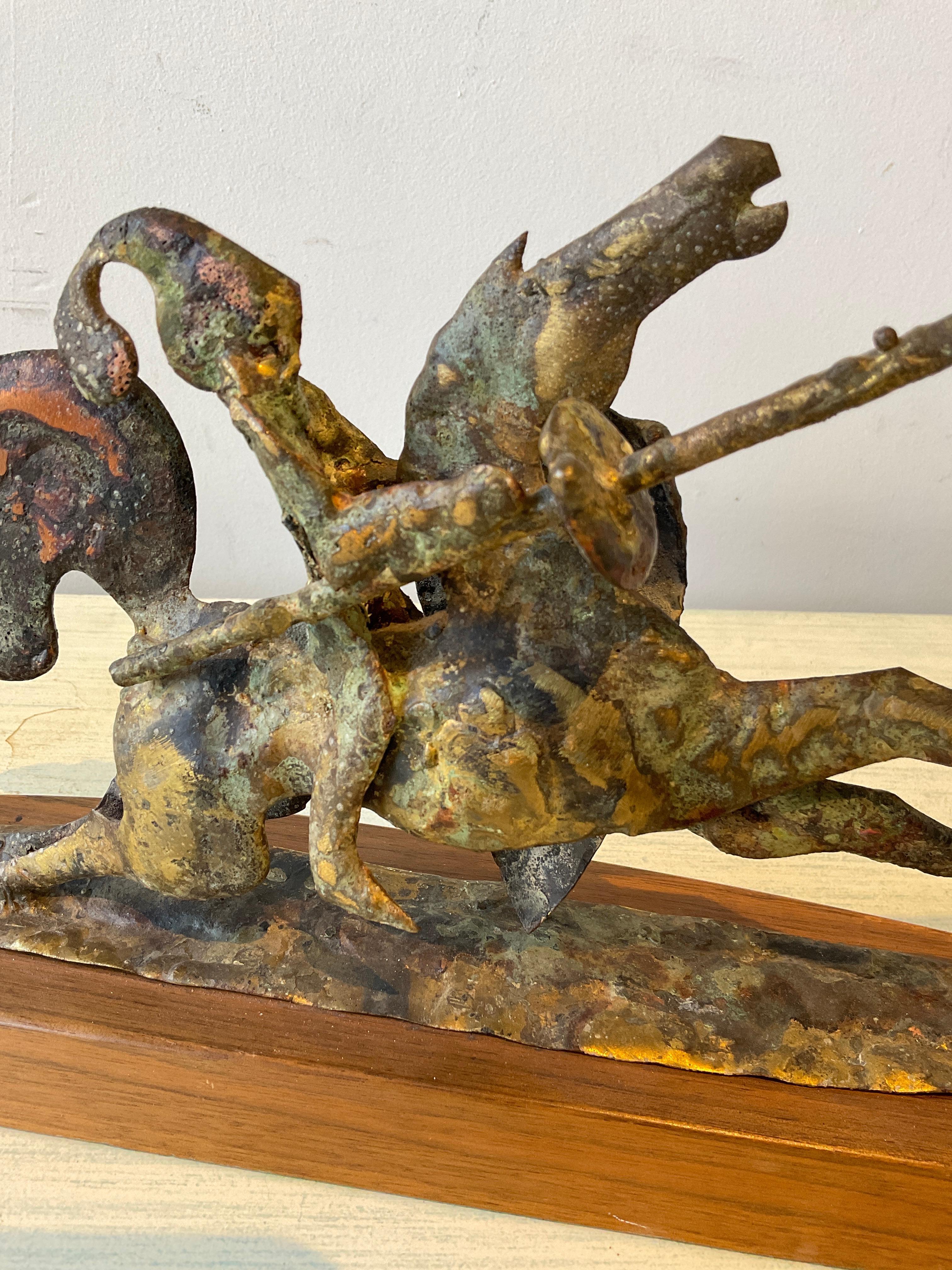 Escultura Brutalista de Metal Caballero a Caballo de los Años 60 en venta 4