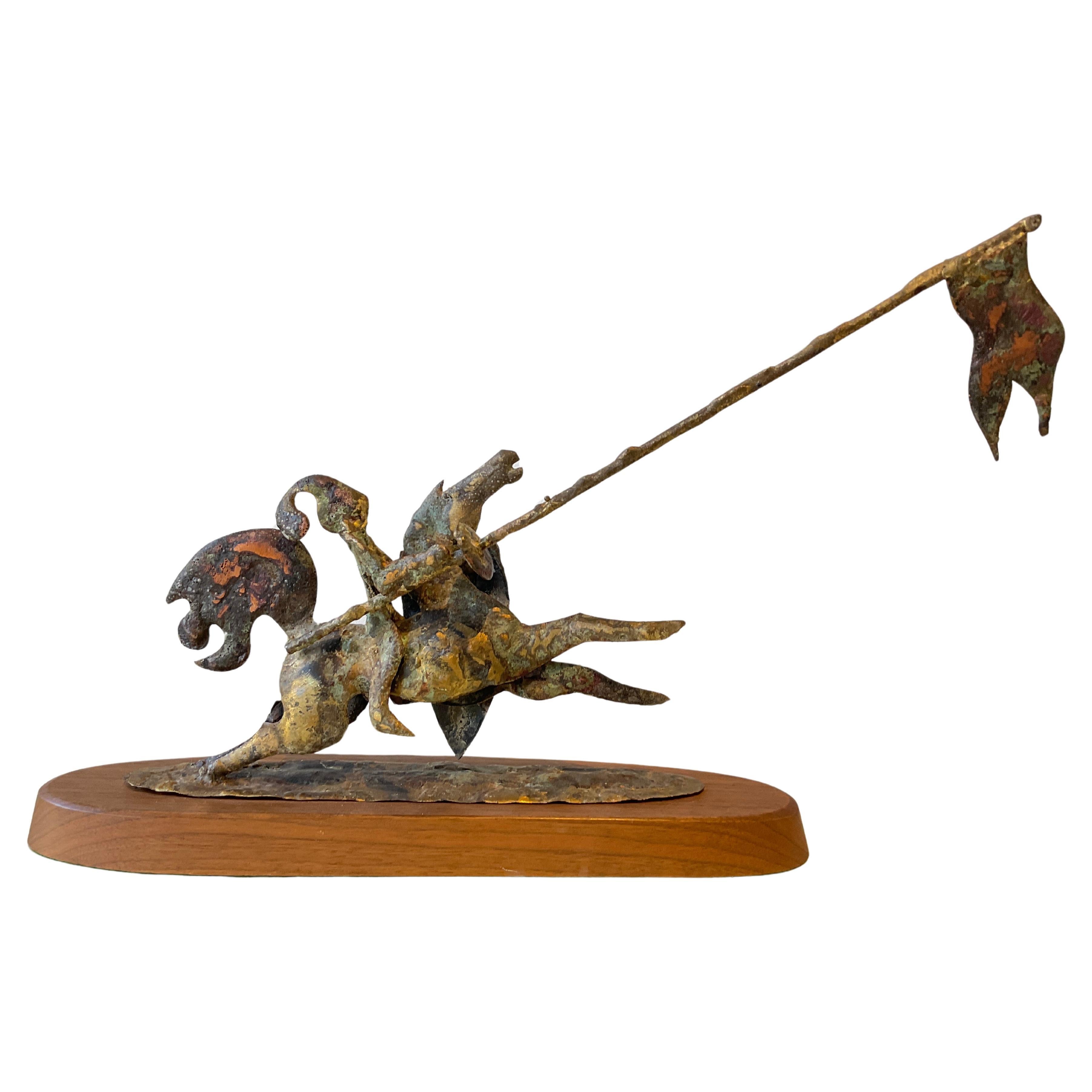 1960er Jahre Brutalistischer Ritter auf Pferd Metallskulptur 