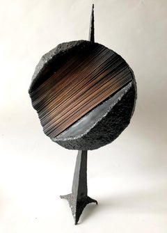 1960s Brutalist Metal Copper Rod Handmade Sculpture