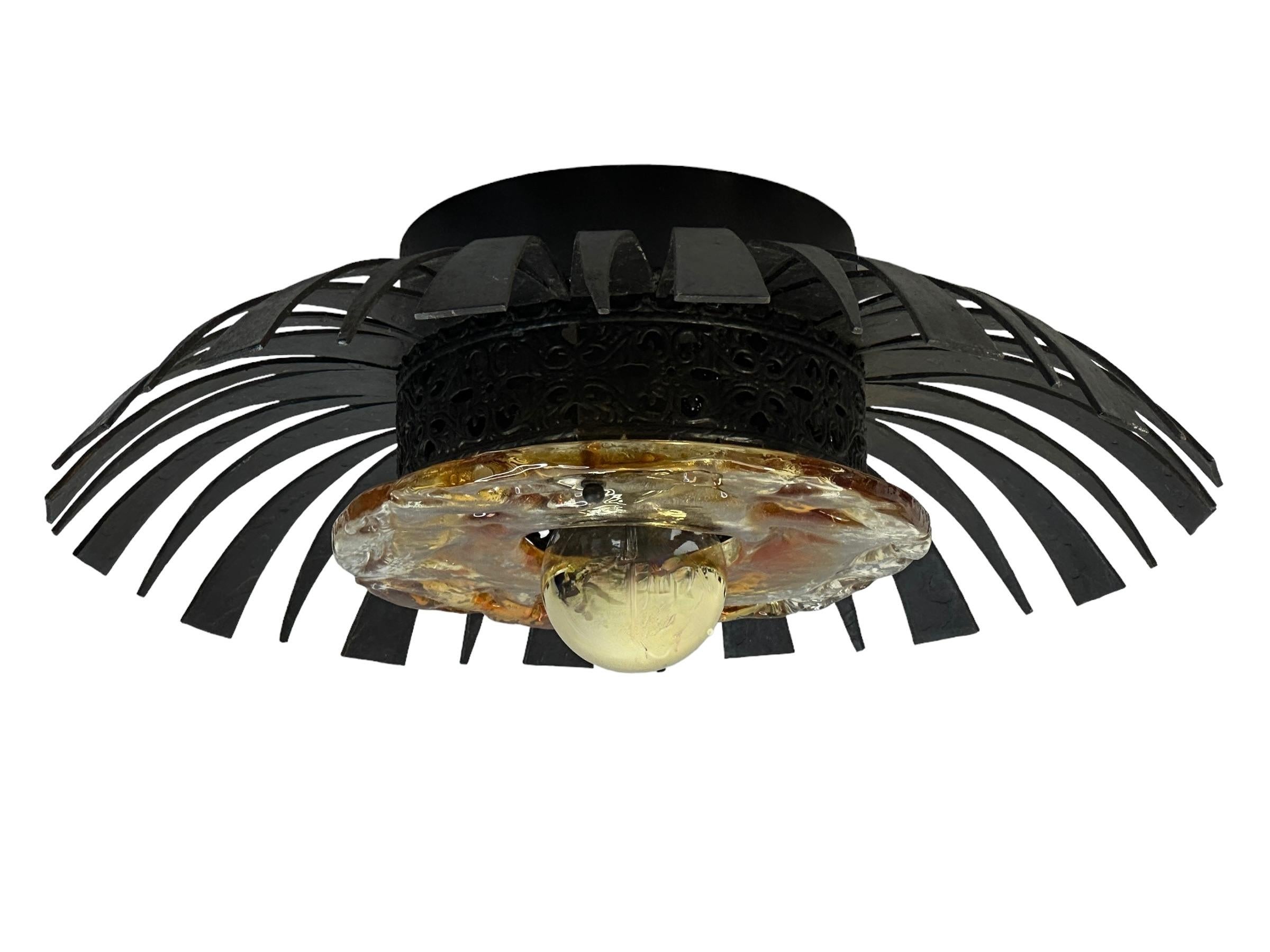 1960s Brutalist Mid-Century Starburst Flush Mount or Sconce, German vintage For Sale 5