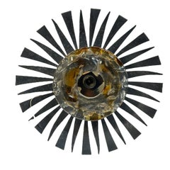 1960s Brutalist Mid-Century Starburst Flush Mount or Sconce, German vintage
