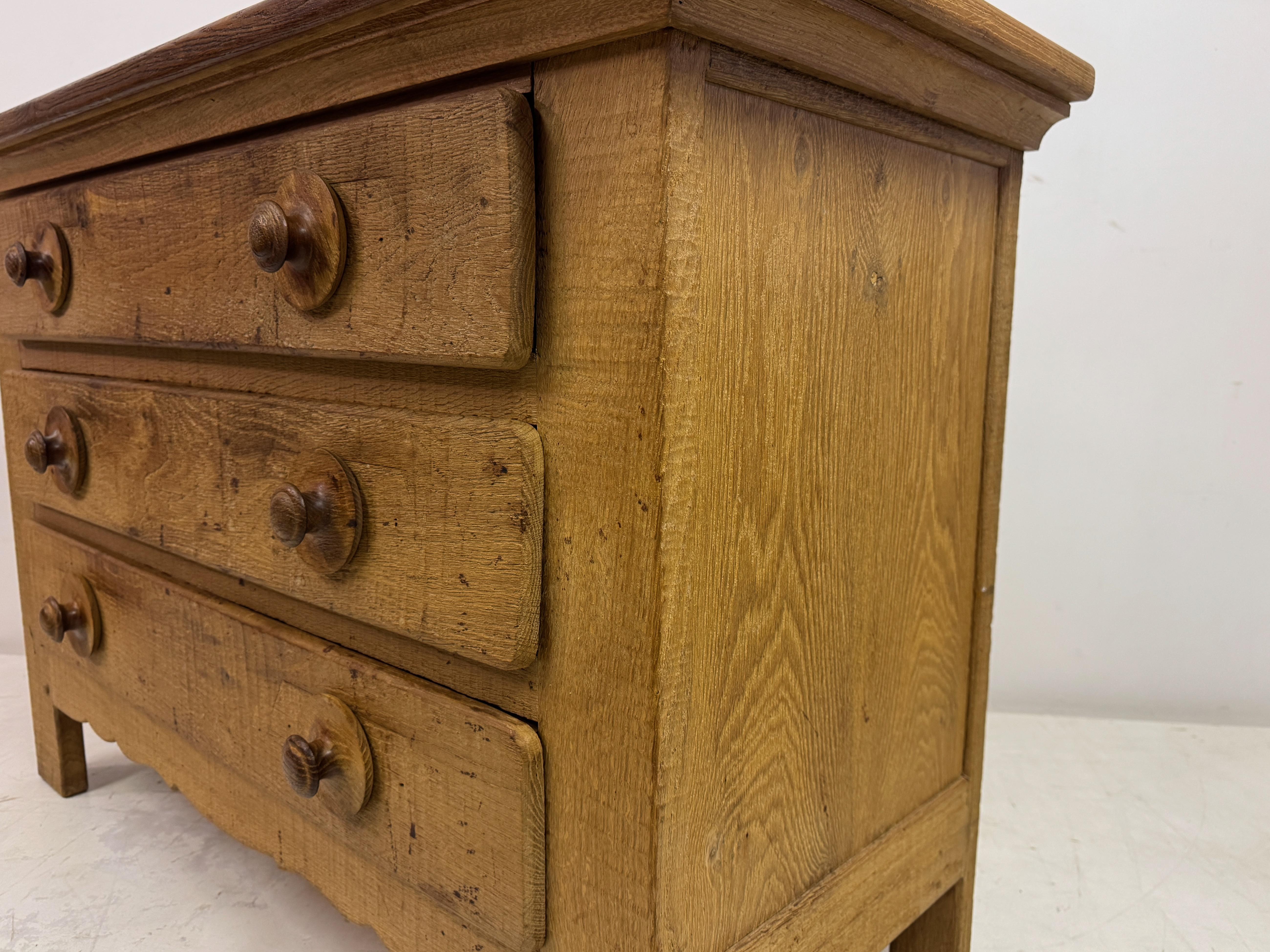 1960s Brutalist Oak Chest of Drawers For Sale 4