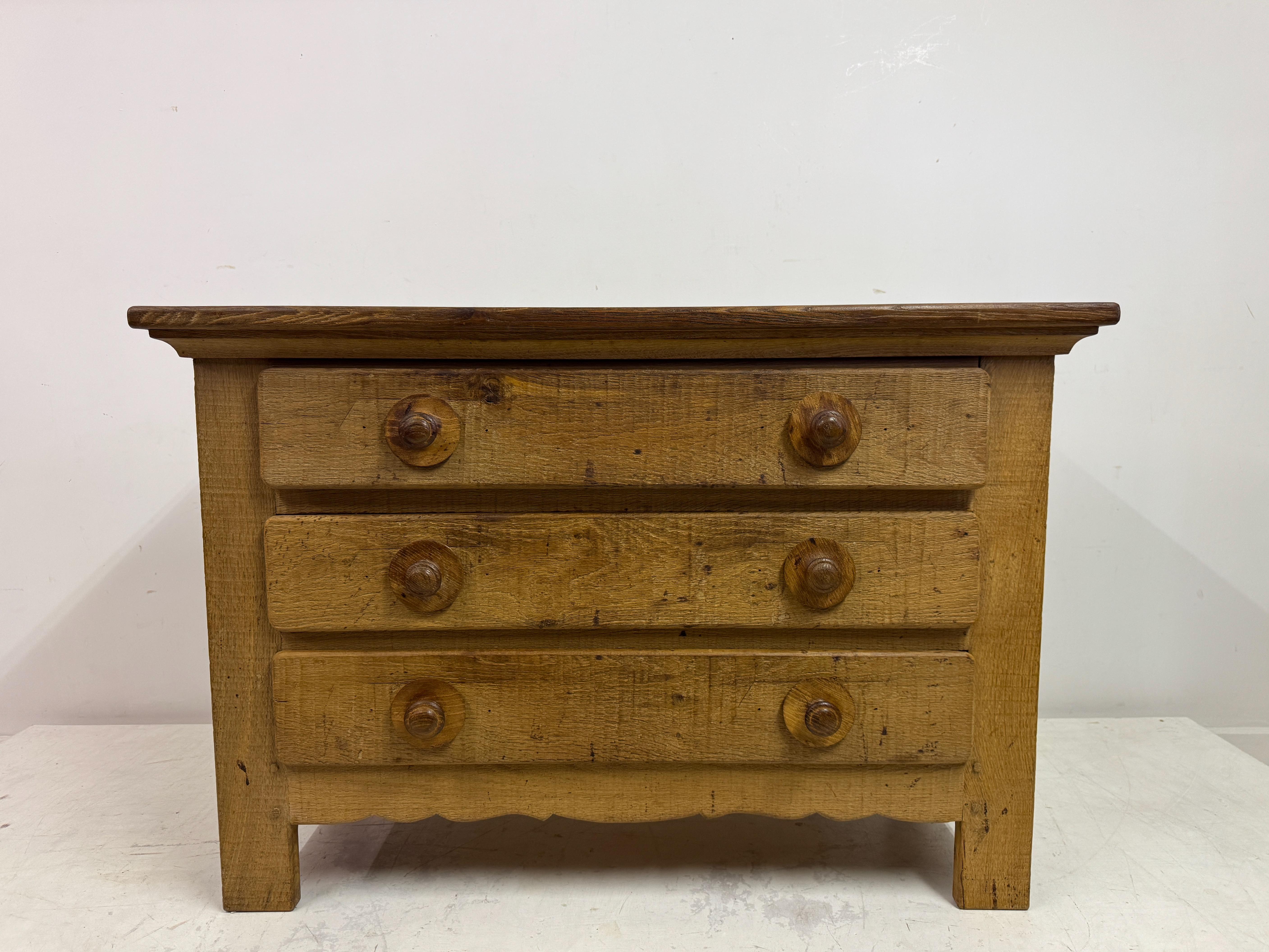 Country 1960s Brutalist Oak Chest of Drawers For Sale