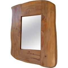 1960s Brutalist organic wooden mirror