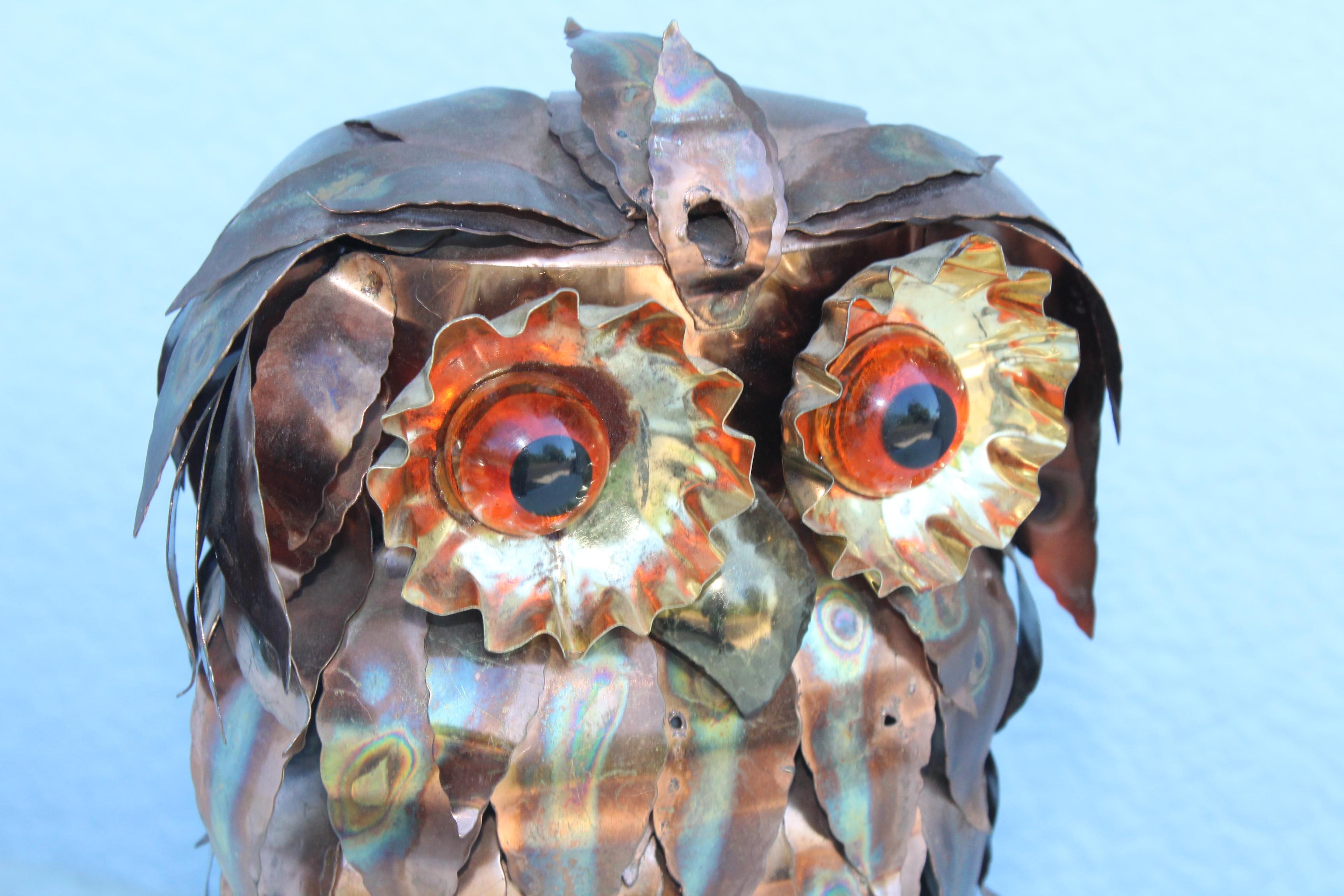 Metal 1960s Brutalist Owl Sculpture