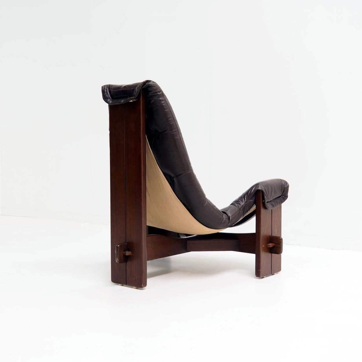 Mid-20th Century 1960s Brutalist Sling Lounge Chair in Full Original, and Mint Condition