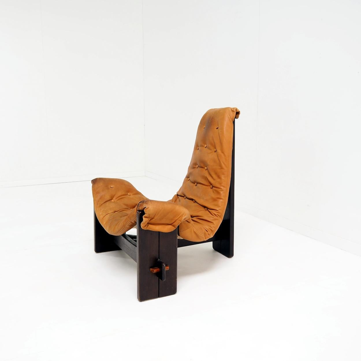 Brazilian 1960s Brutalist Sling Lounge Chair in Full Original Condition