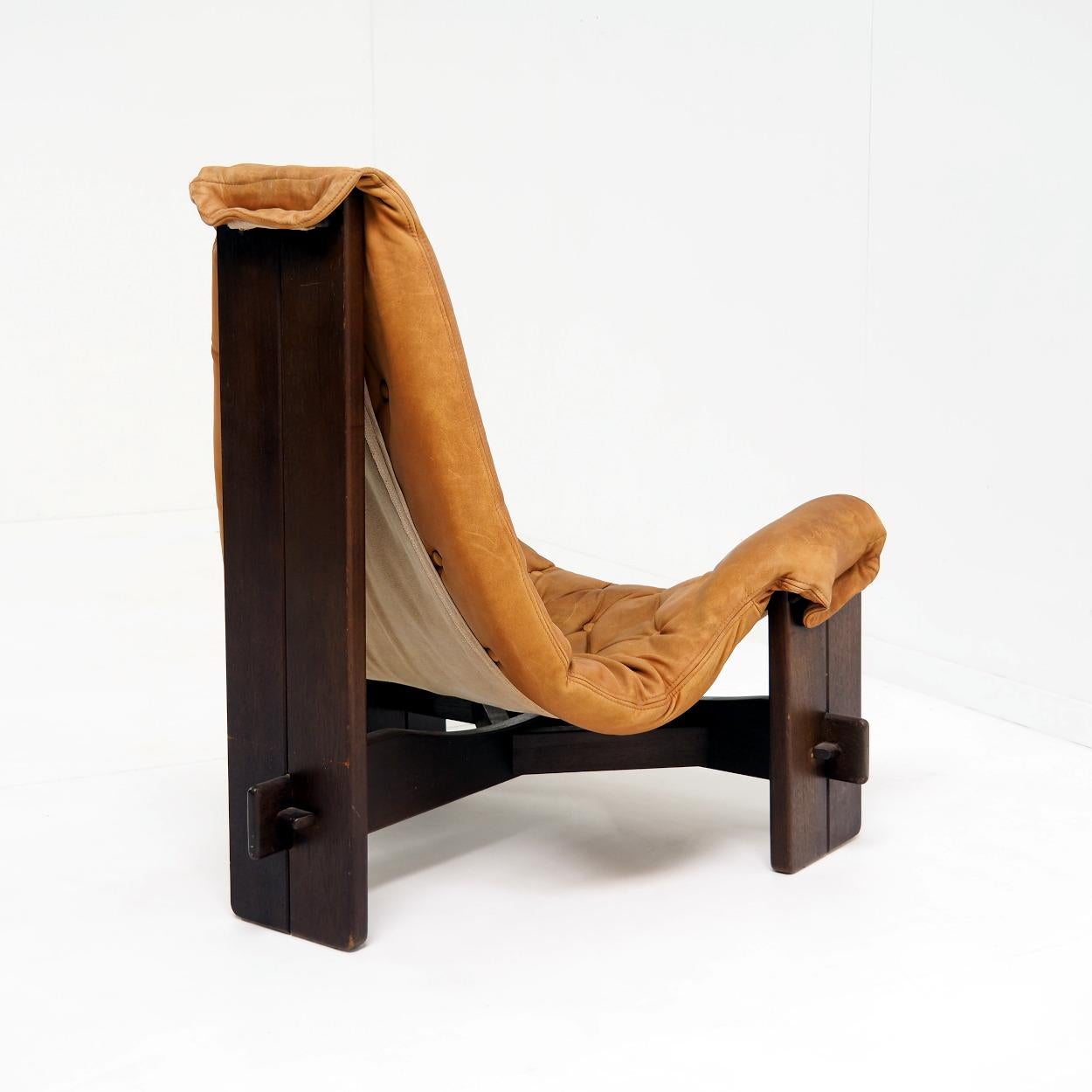 1960s Brutalist Sling Lounge Chair in Full Original Condition In Fair Condition In Beerse, VAN