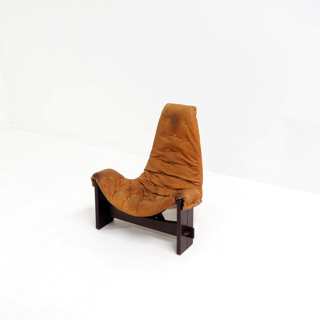 Mid-20th Century 1960s Brutalist Sling Lounge Chair in Full Original Condition