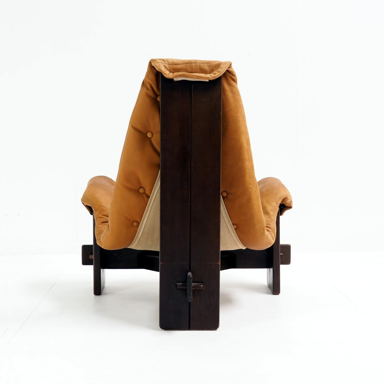 1960s Brutalist Sling Lounge Chair in Full Original Condition 3